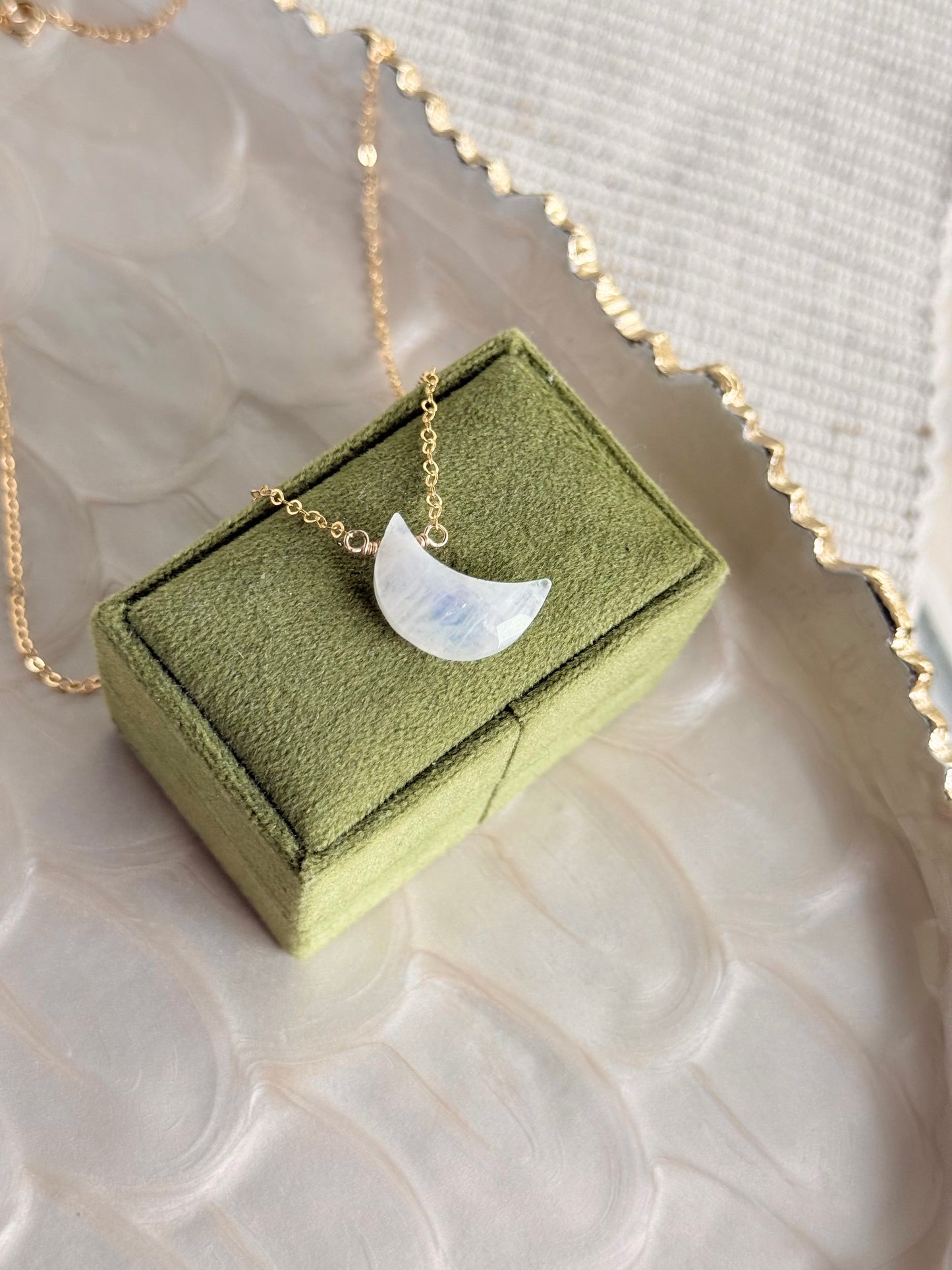 Moonstone Moon Necklace