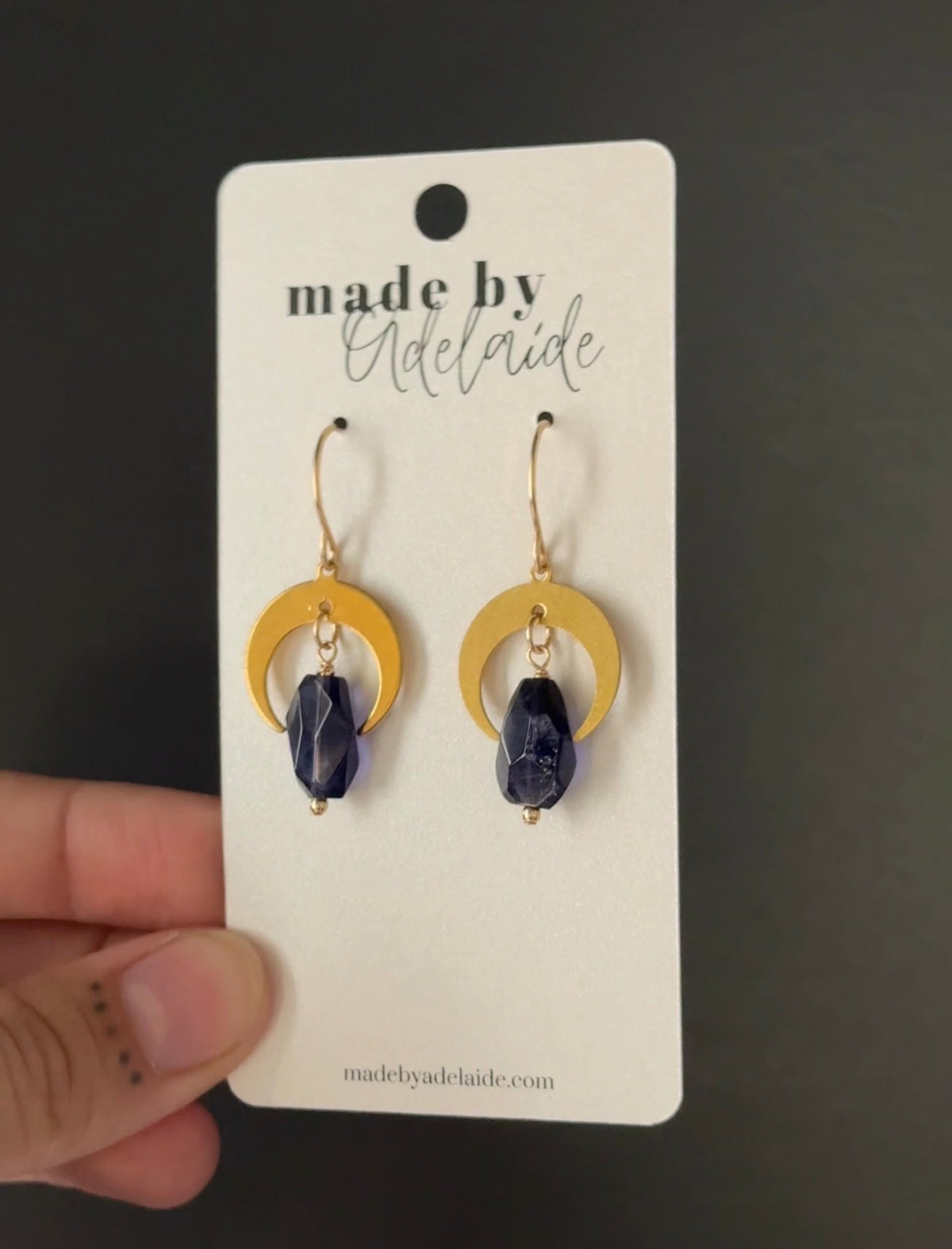 Iolite Moon Earrings