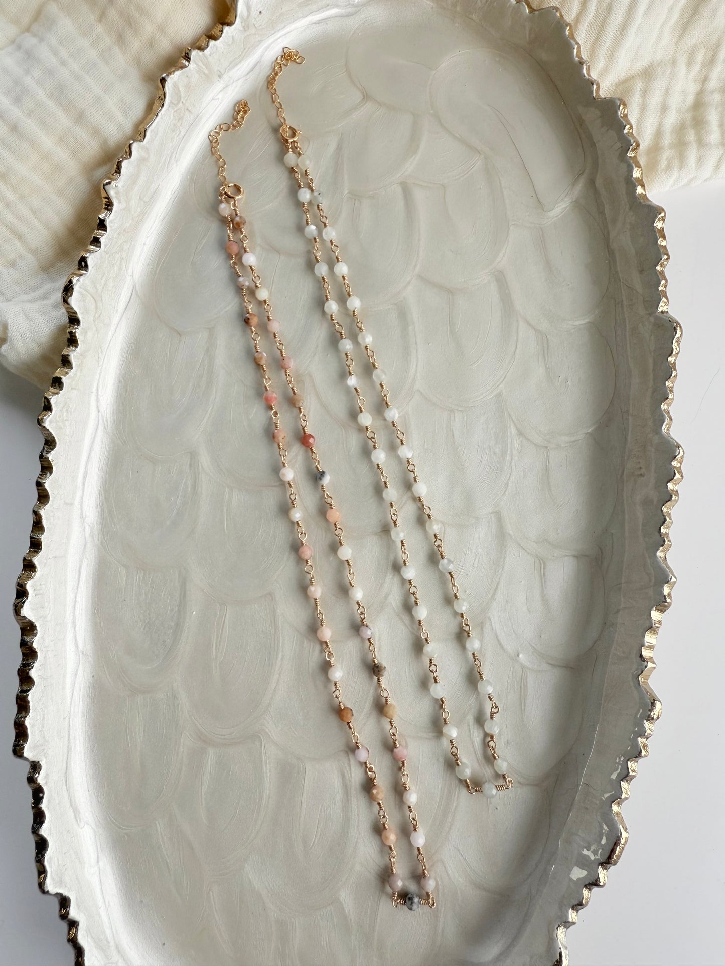 Moonstone Beaded Station Necklace