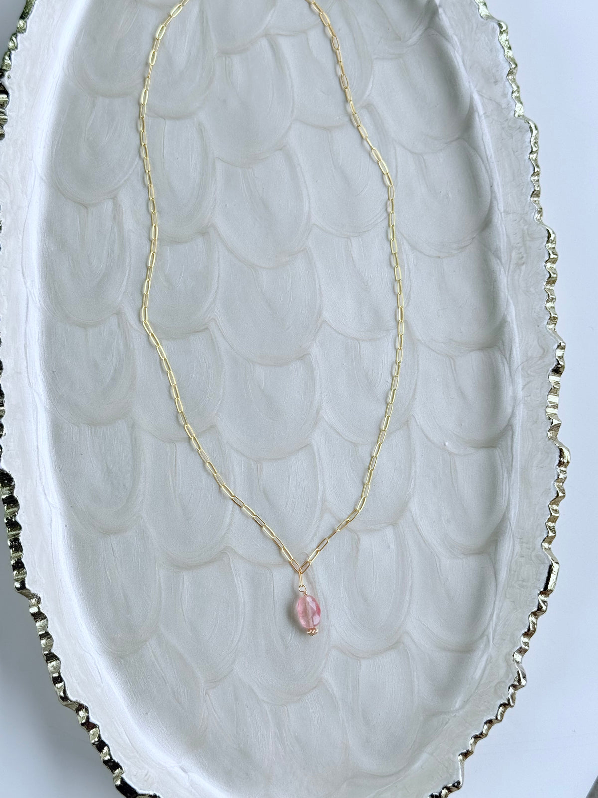 Pink Tourmaline Dainty Drop Necklace