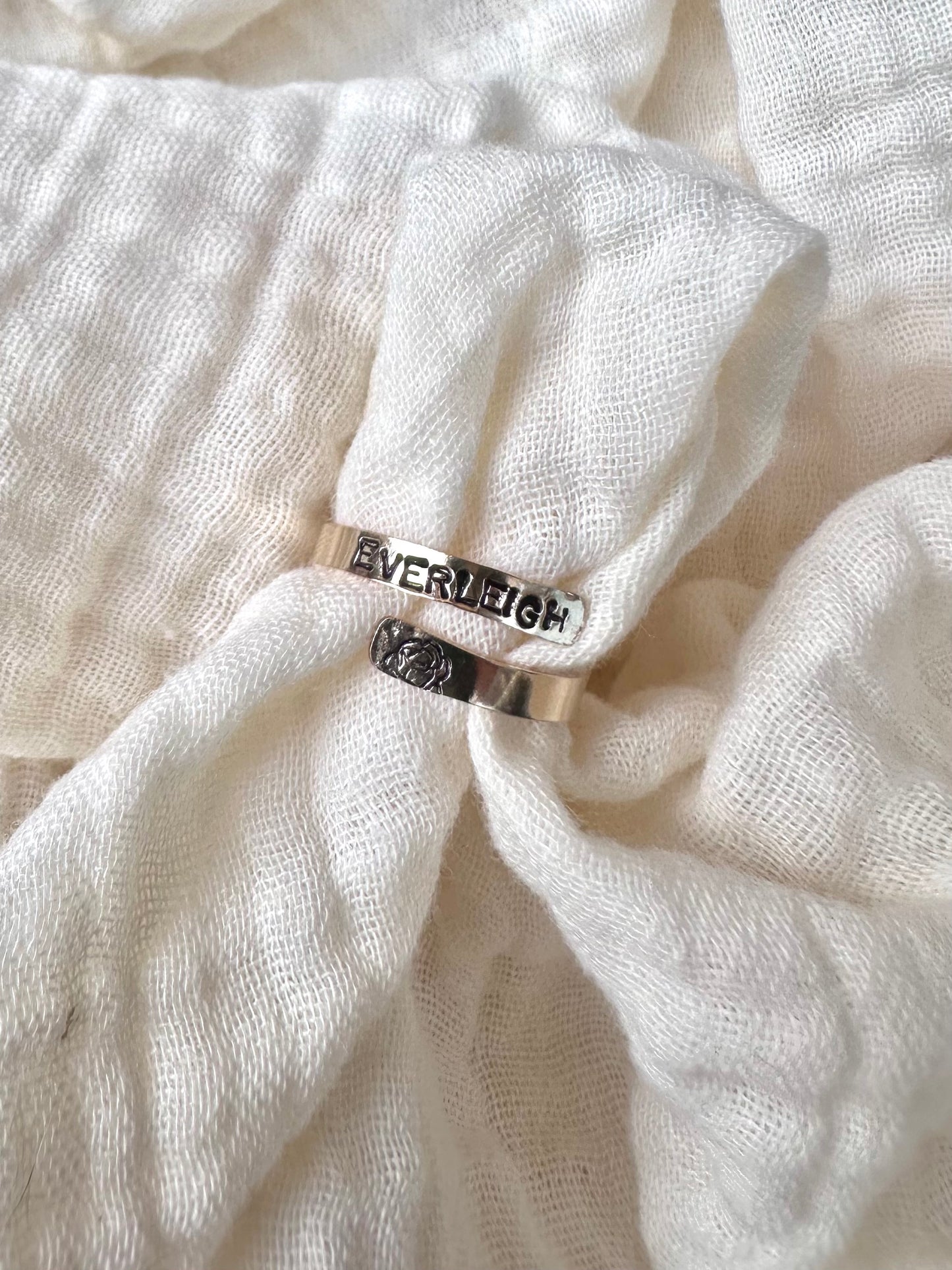 Birth Flower Name Wrap Ring