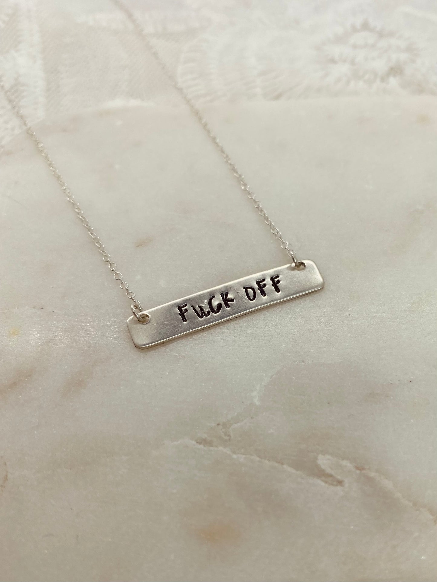 Fuck Off Small Bar Necklace