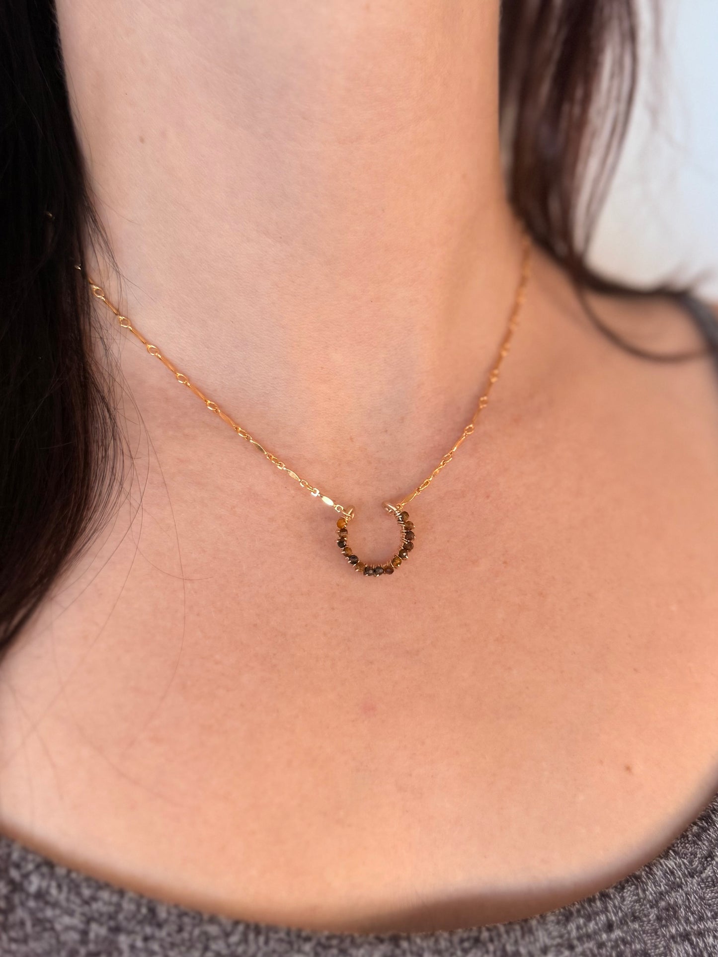 Tiger's Eye Horseshoe Necklace