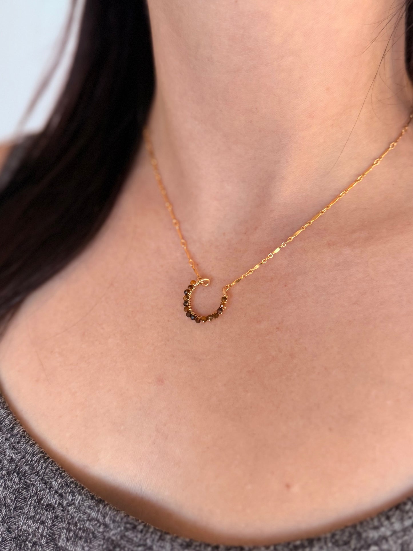 Tiger's Eye Horseshoe Necklace