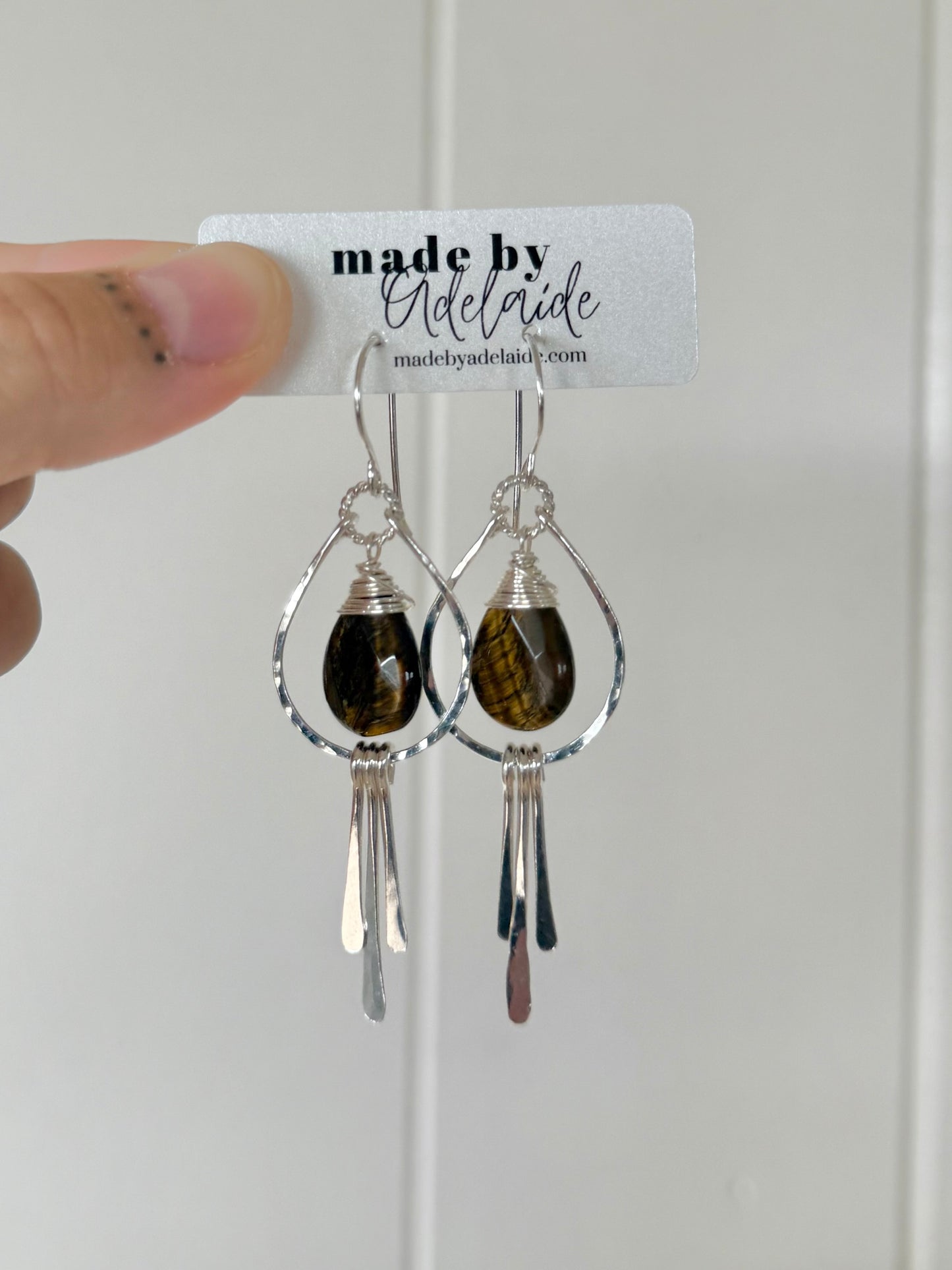 Tiger's Eye Tear drop Fringe Earrings