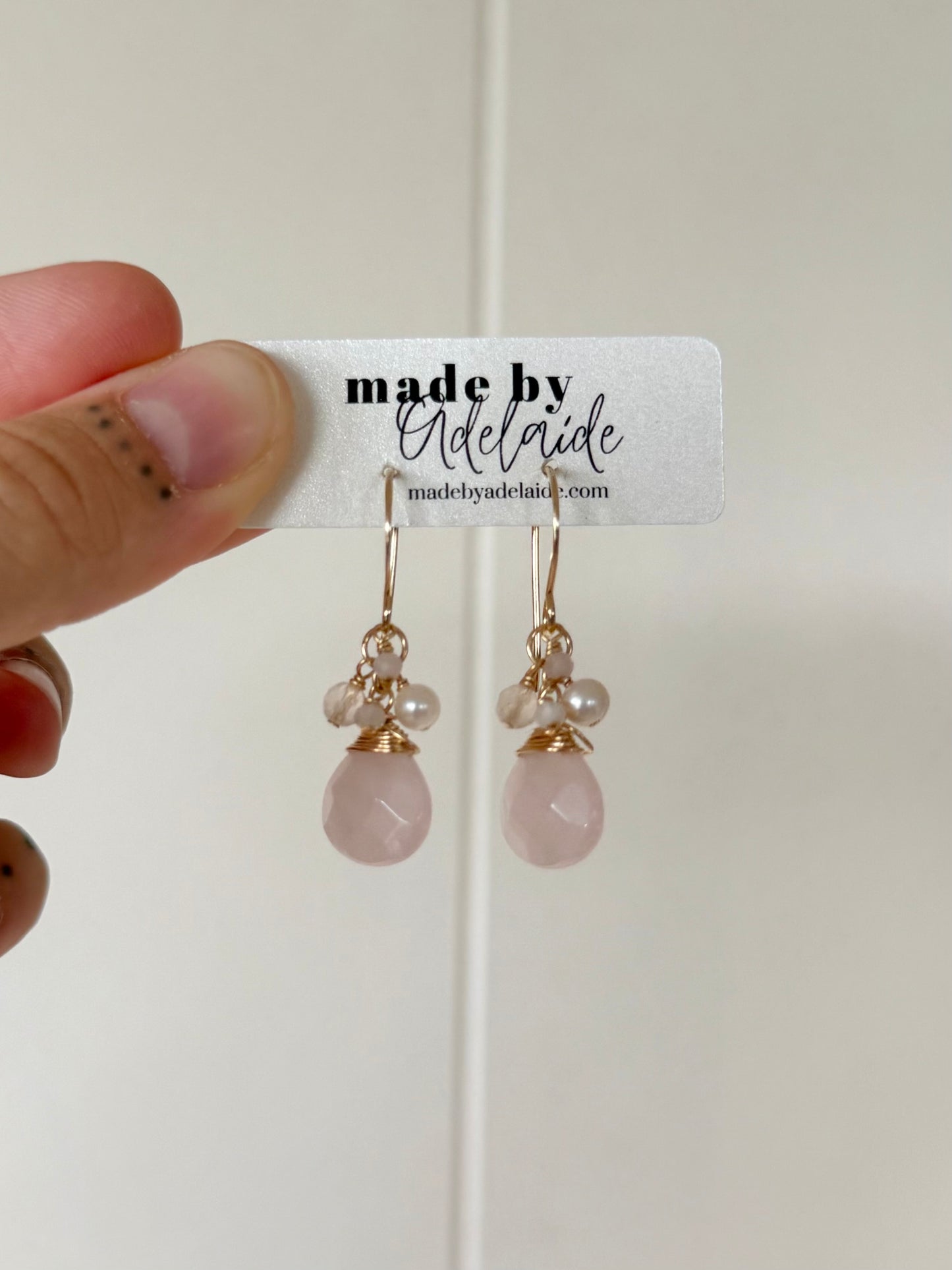 Rose Quartz Cluster Dangle Earrings