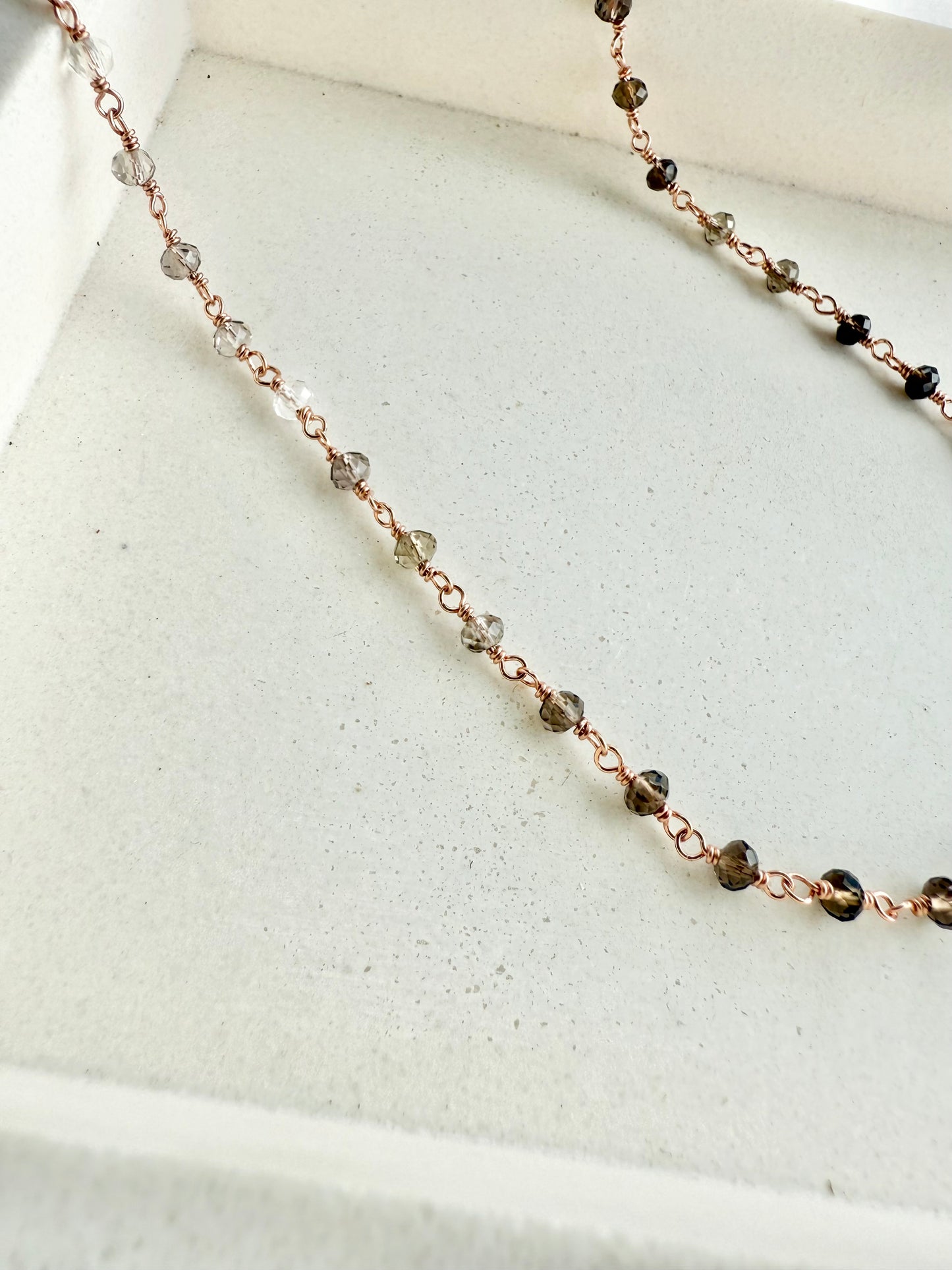 Smokey Quartz Beaded Station Necklace