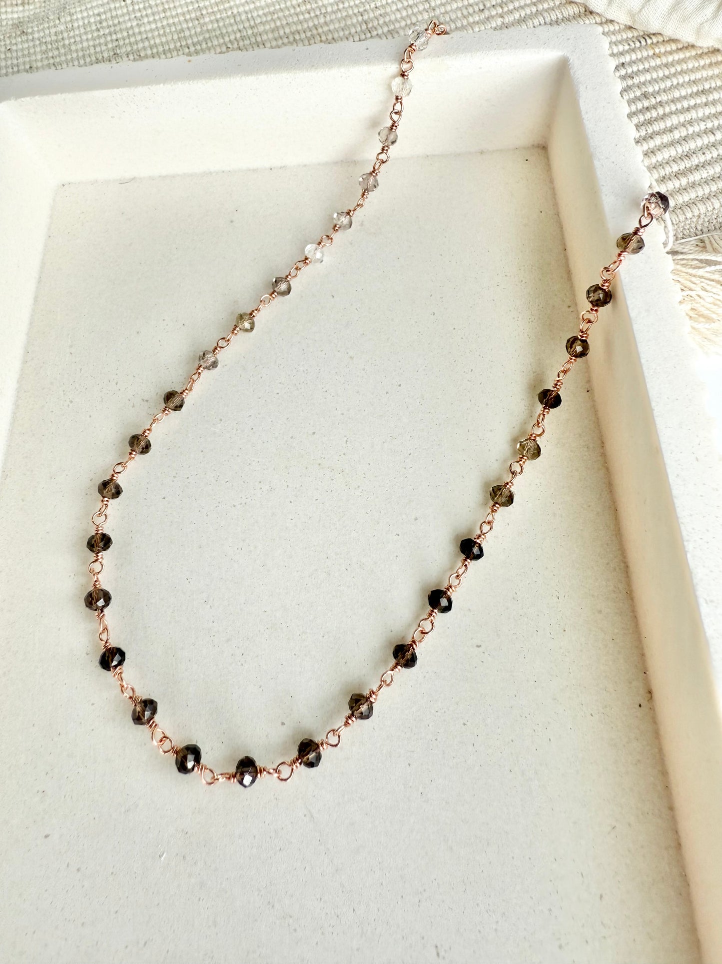 Smokey Quartz Beaded Station Necklace