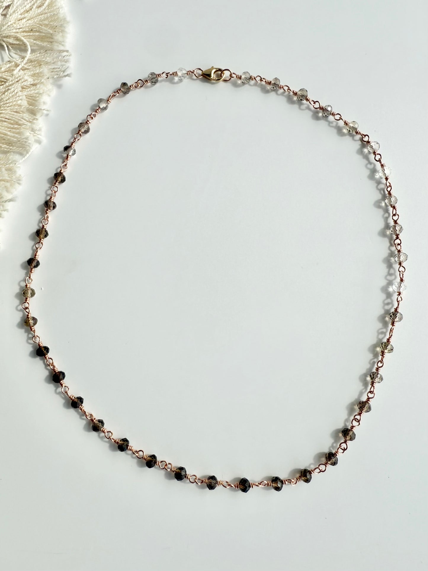Smokey Quartz Beaded Station Necklace