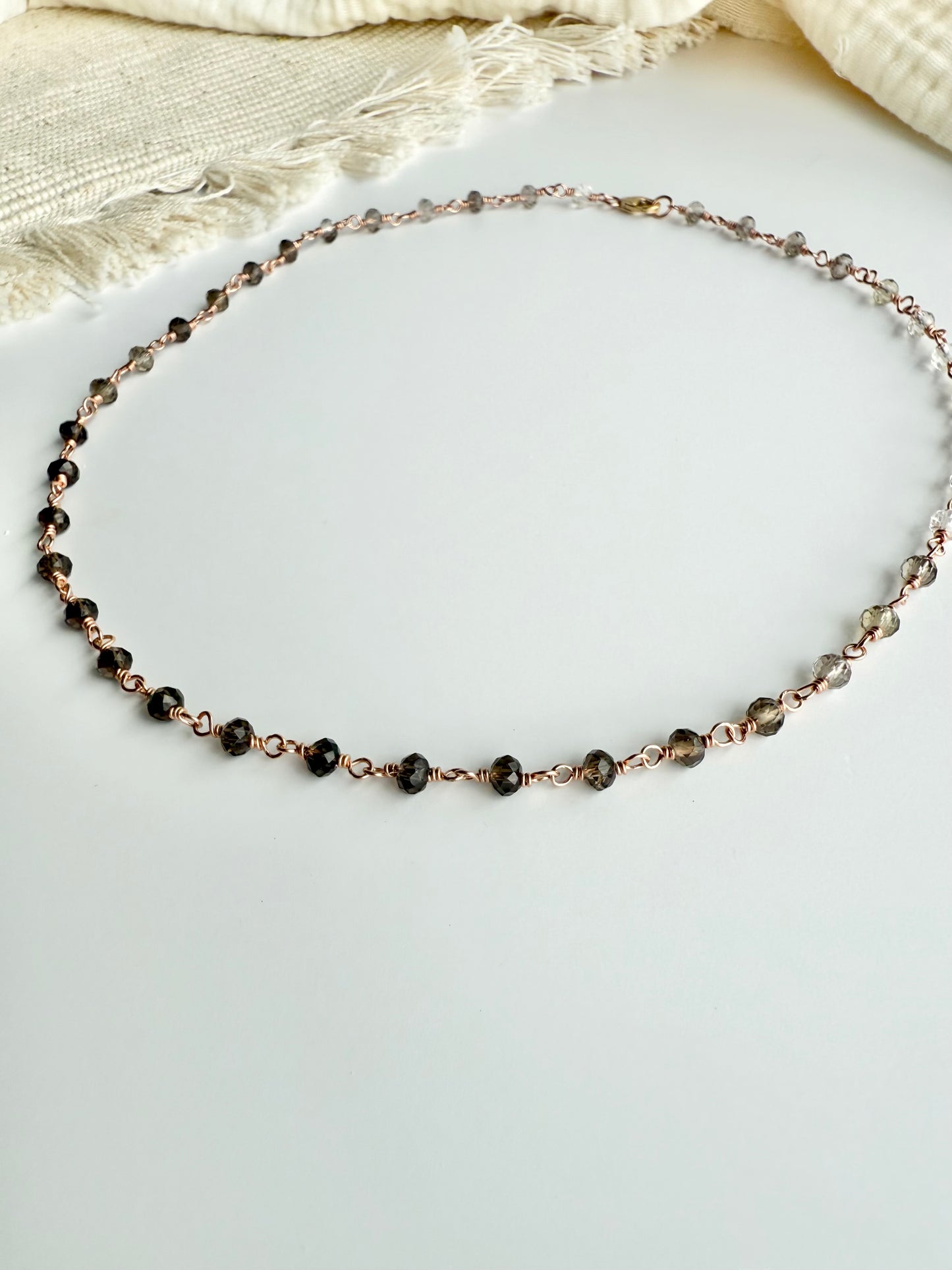 Smokey Quartz Beaded Station Necklace