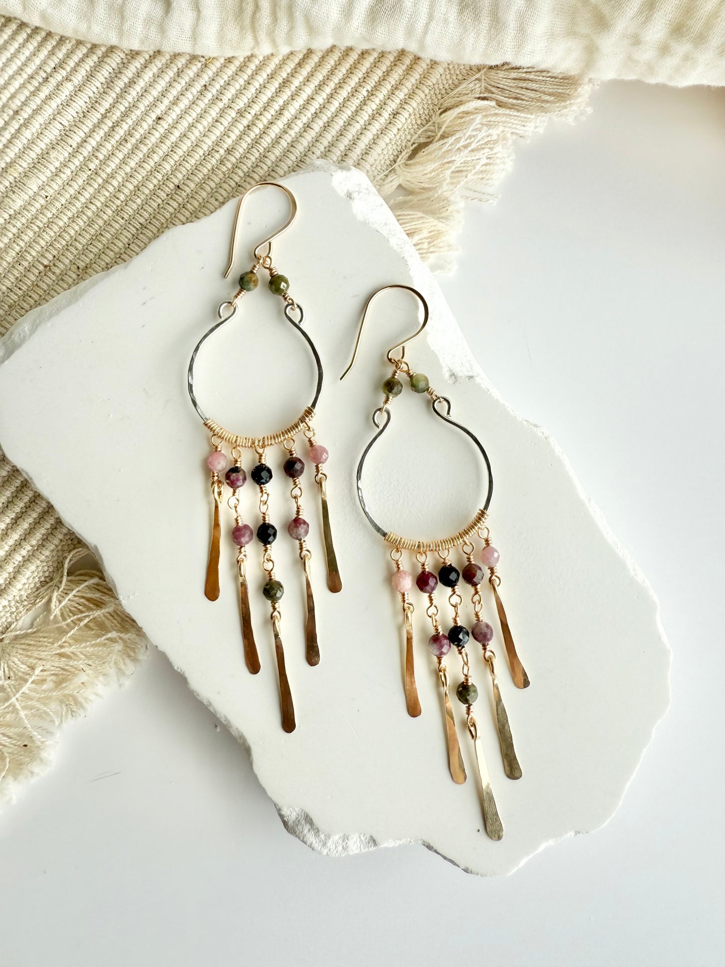 Tourmaline Mixed Metal Chandelier Earrings