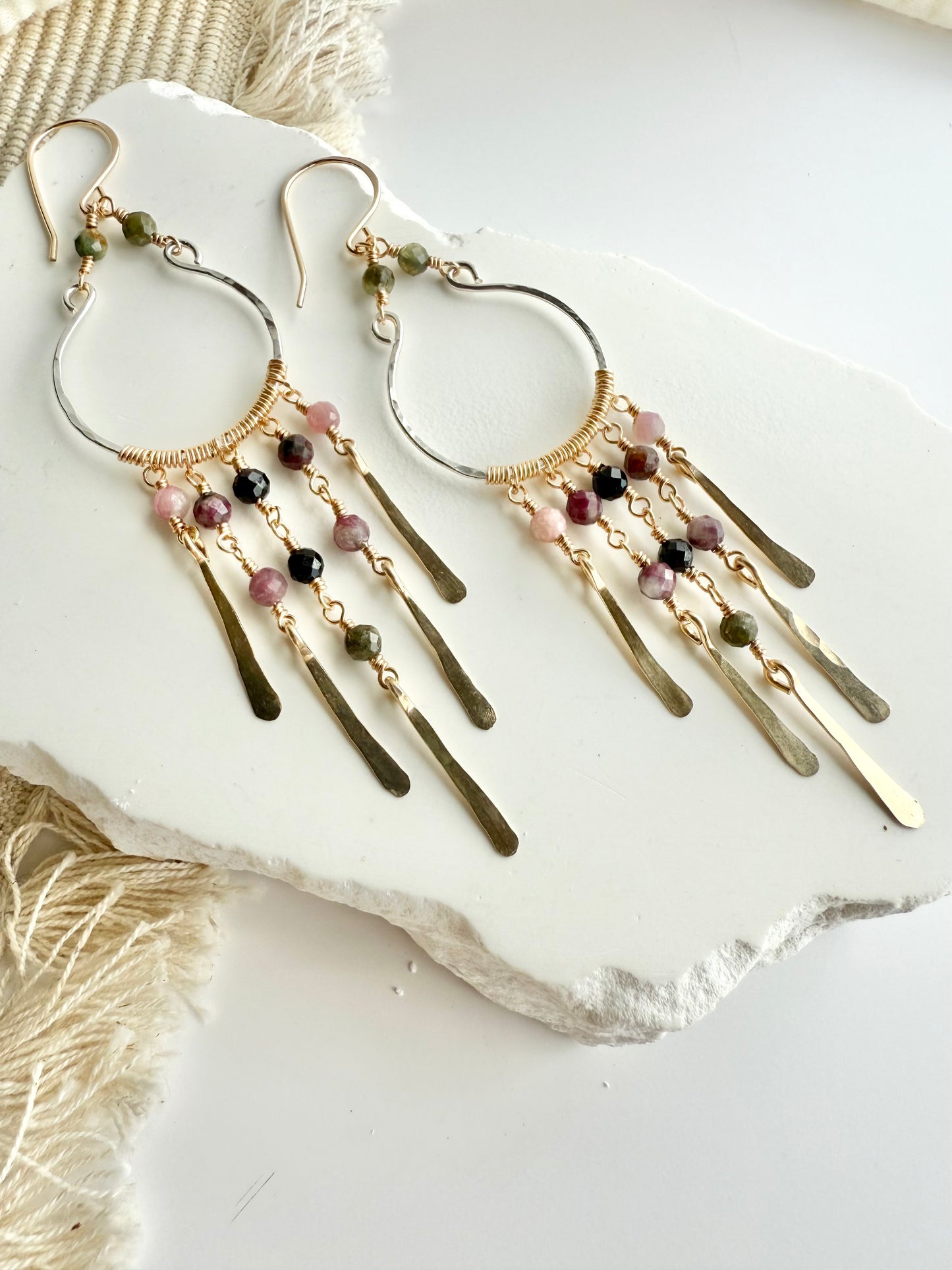 Tourmaline Mixed Metal Chandelier Earrings