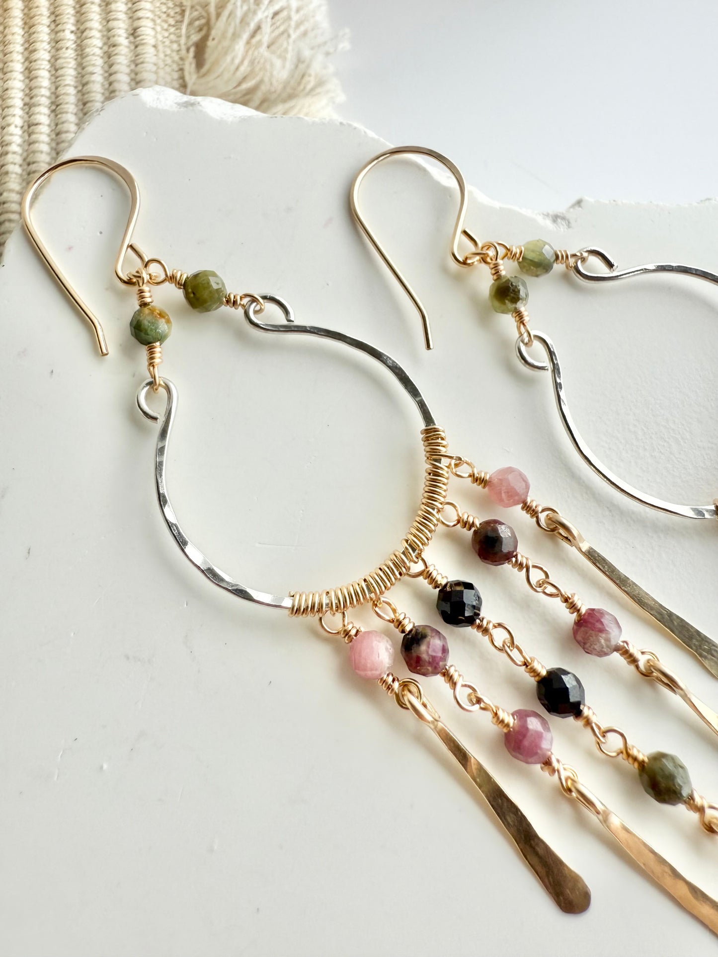 Tourmaline Mixed Metal Chandelier Earrings