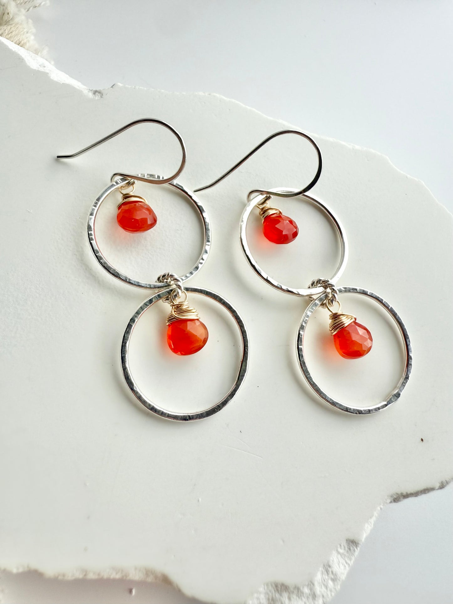 Carnelian Double Hoop Earrings