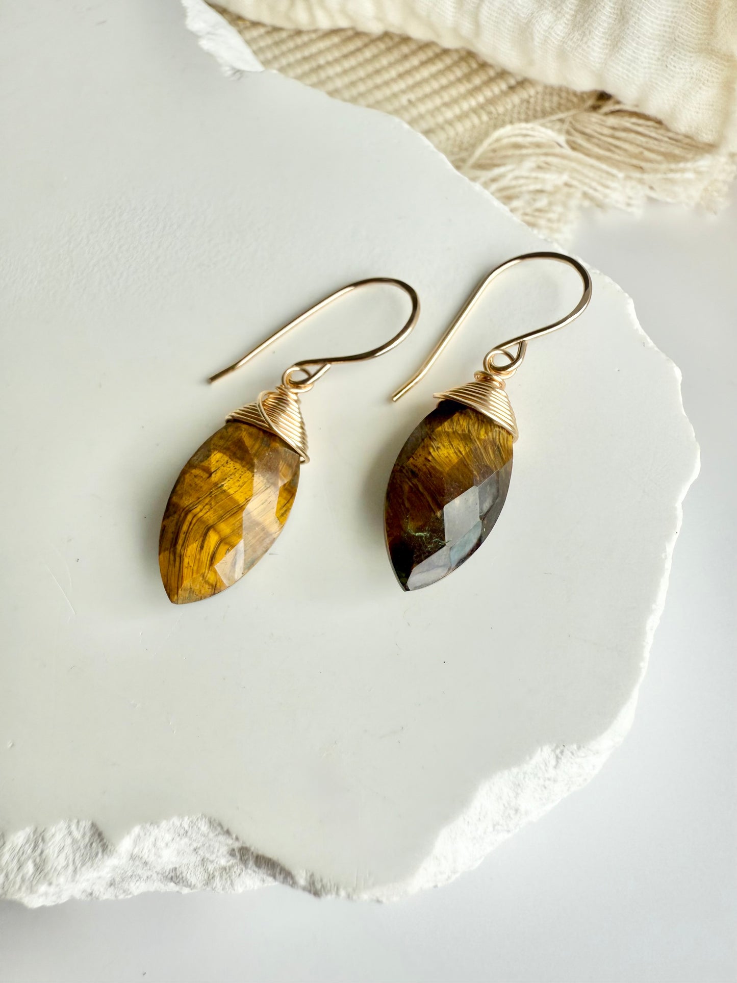 Tiger's Eye Pear Shaped Earrings