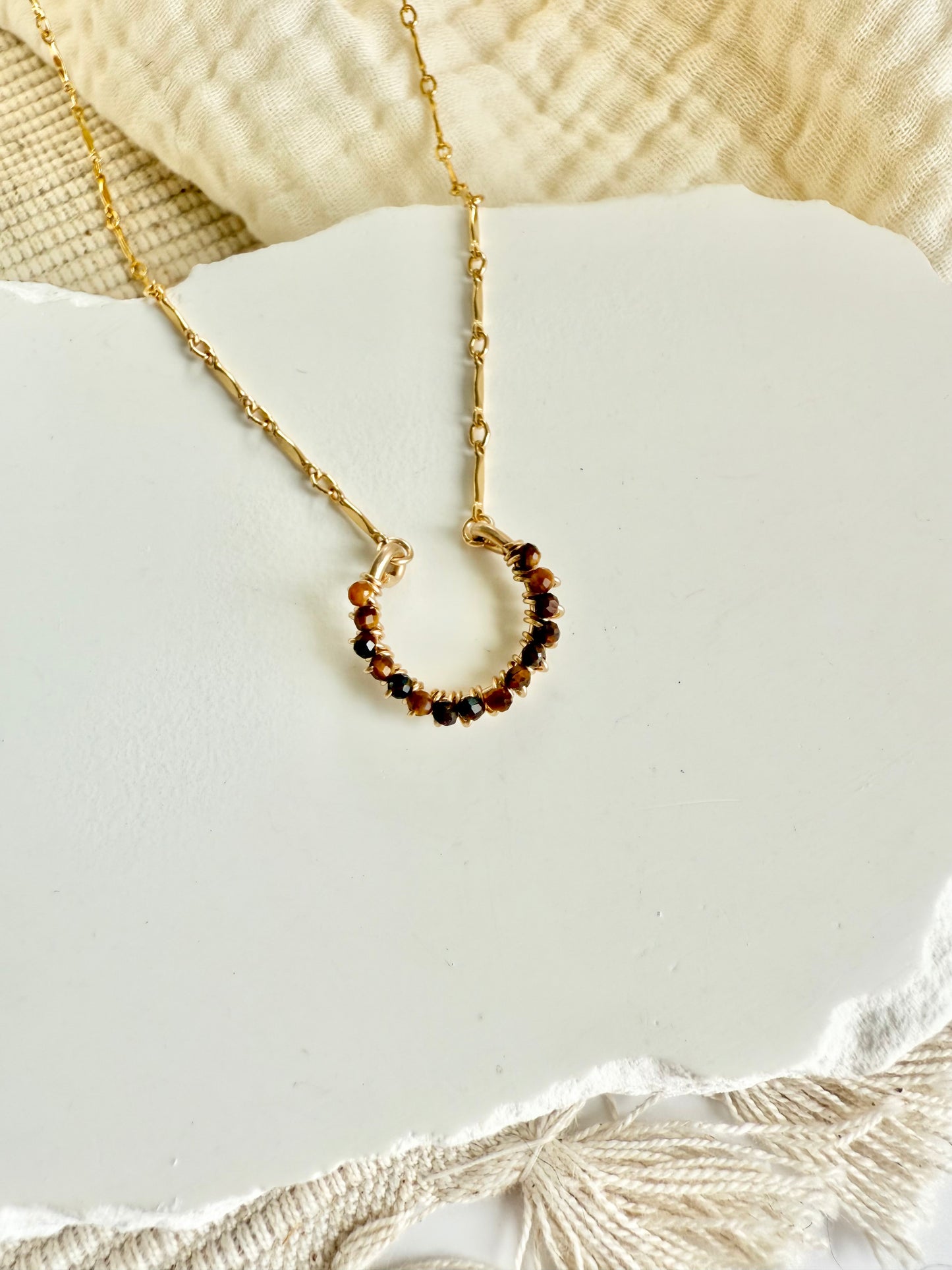 Tiger's Eye Horseshoe Necklace