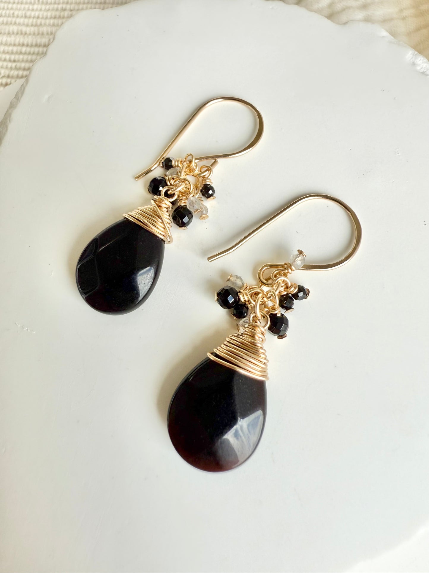 Onyx Cluster Dangle Earrings