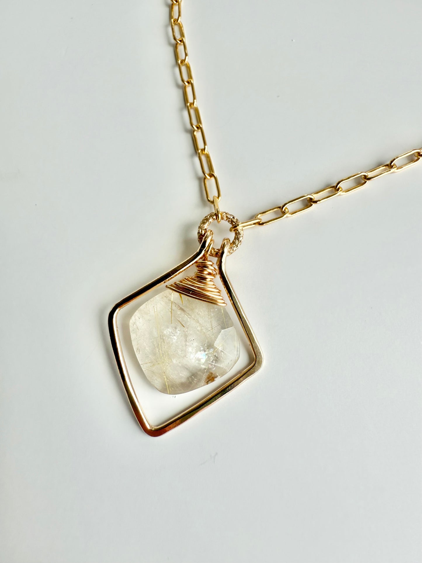 Golden Rutile Quartz Frame Necklace