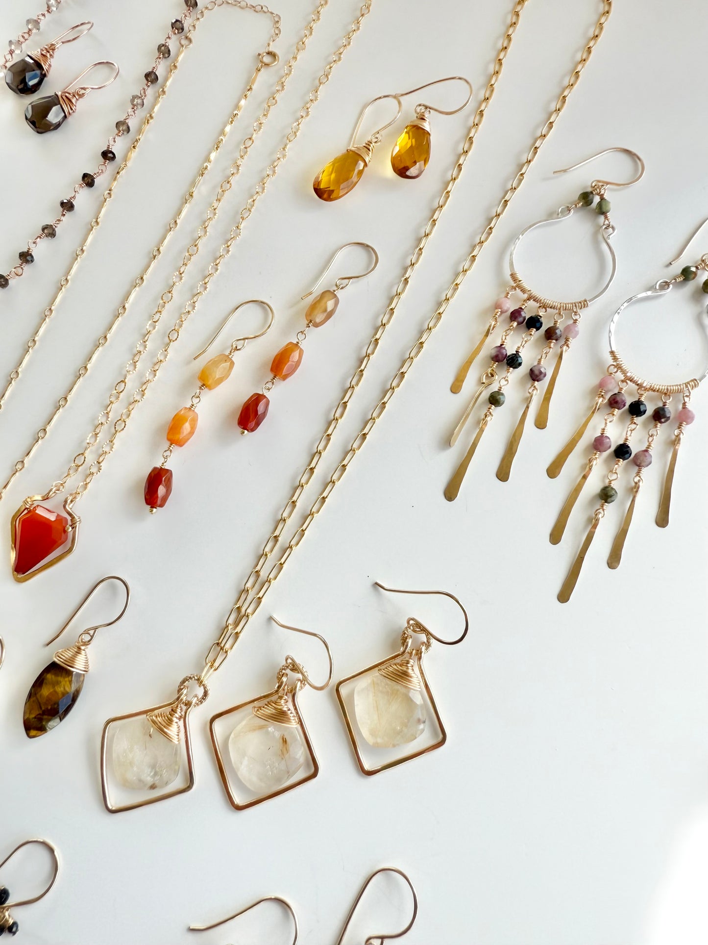 Golden Rutile Quartz Frame Necklace