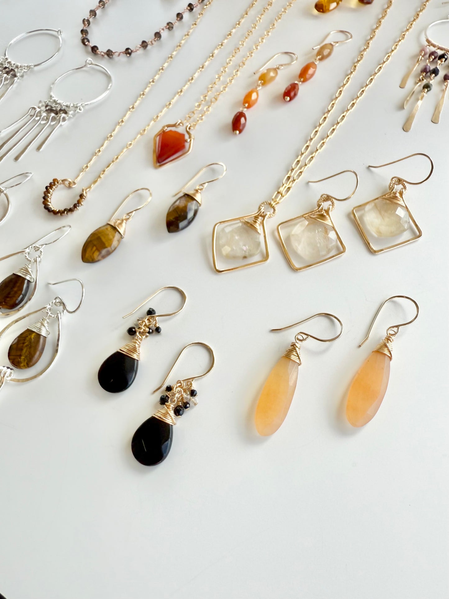 Peach Moonstone Tear Drop Earrings