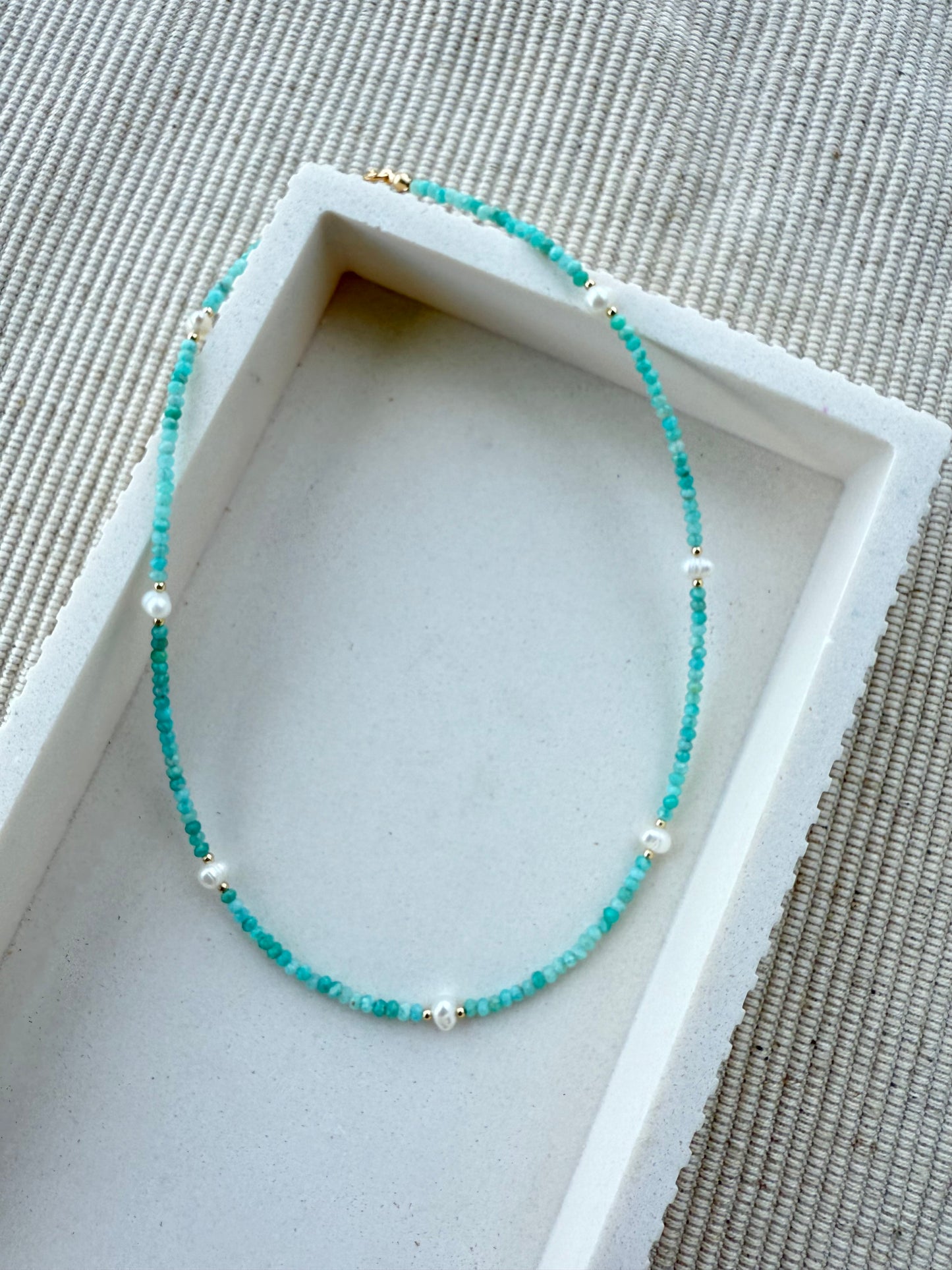 Amazonite & Pearl Beaded Necklace