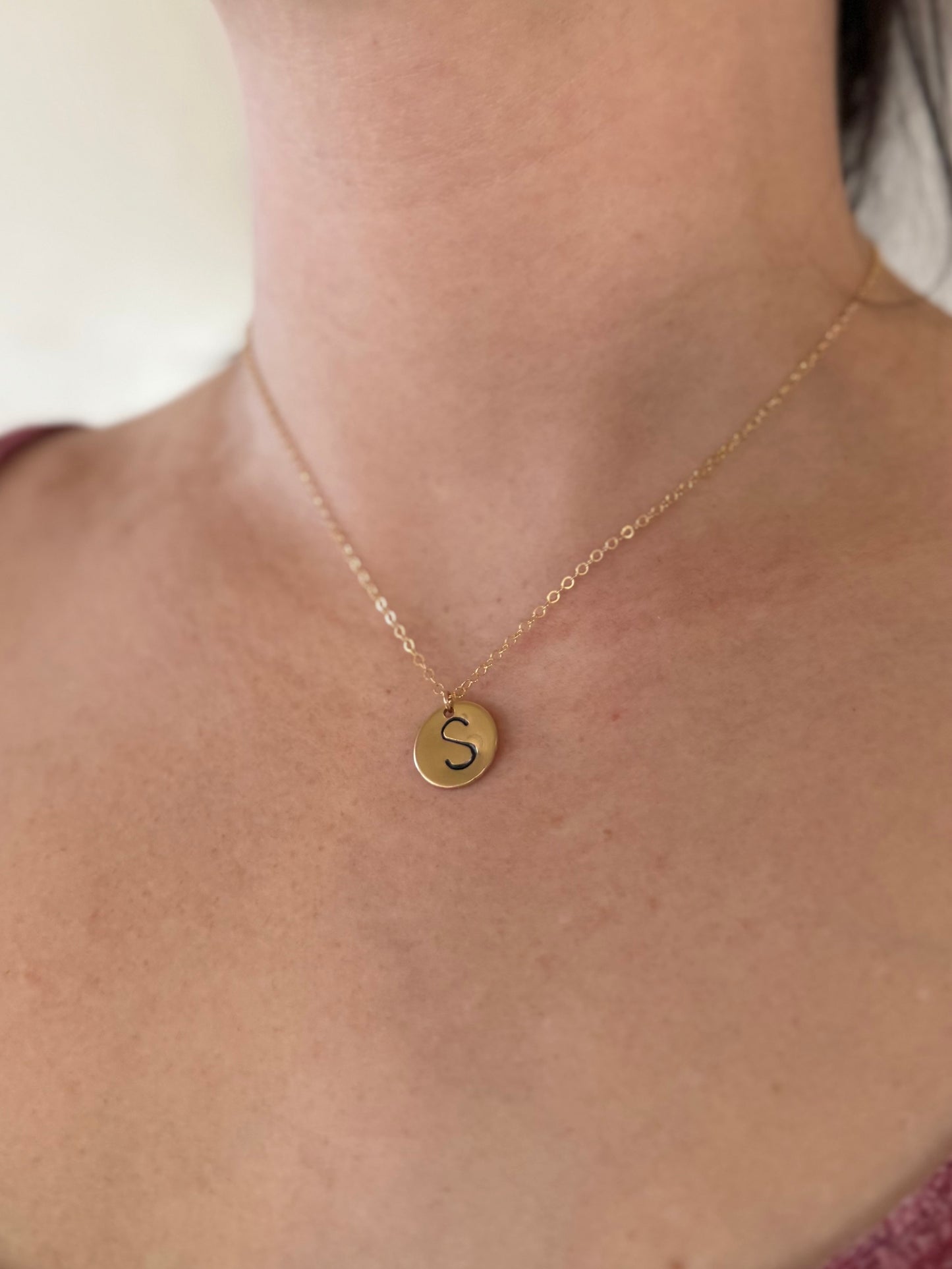 Hand-Stamped Initial Necklace