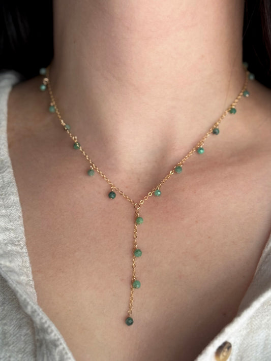 Emerald Y Lariat Necklace