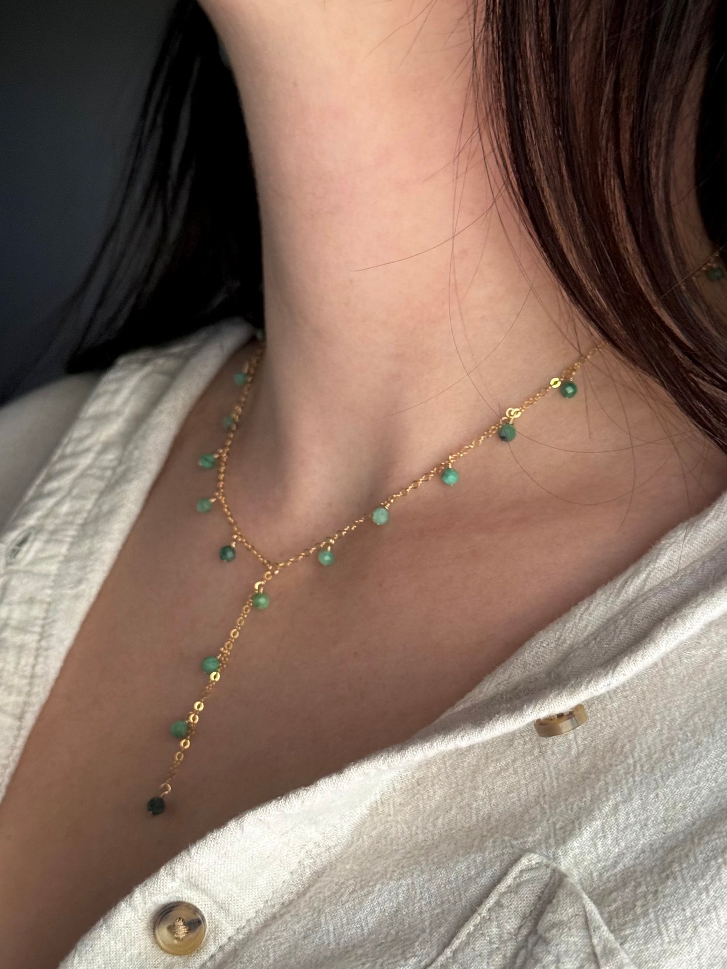Emerald Y Lariat Necklace