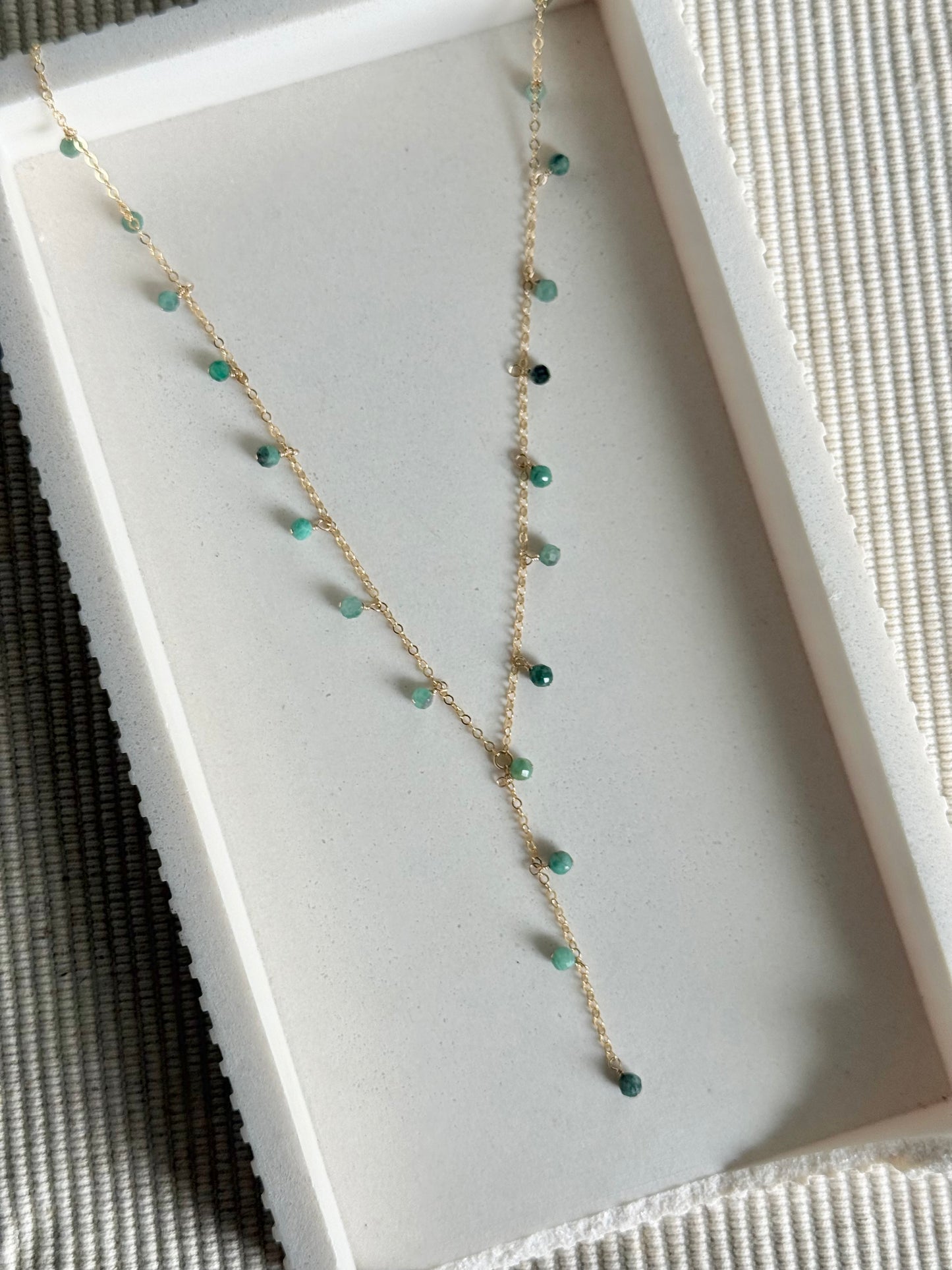 Emerald Y Lariat Necklace