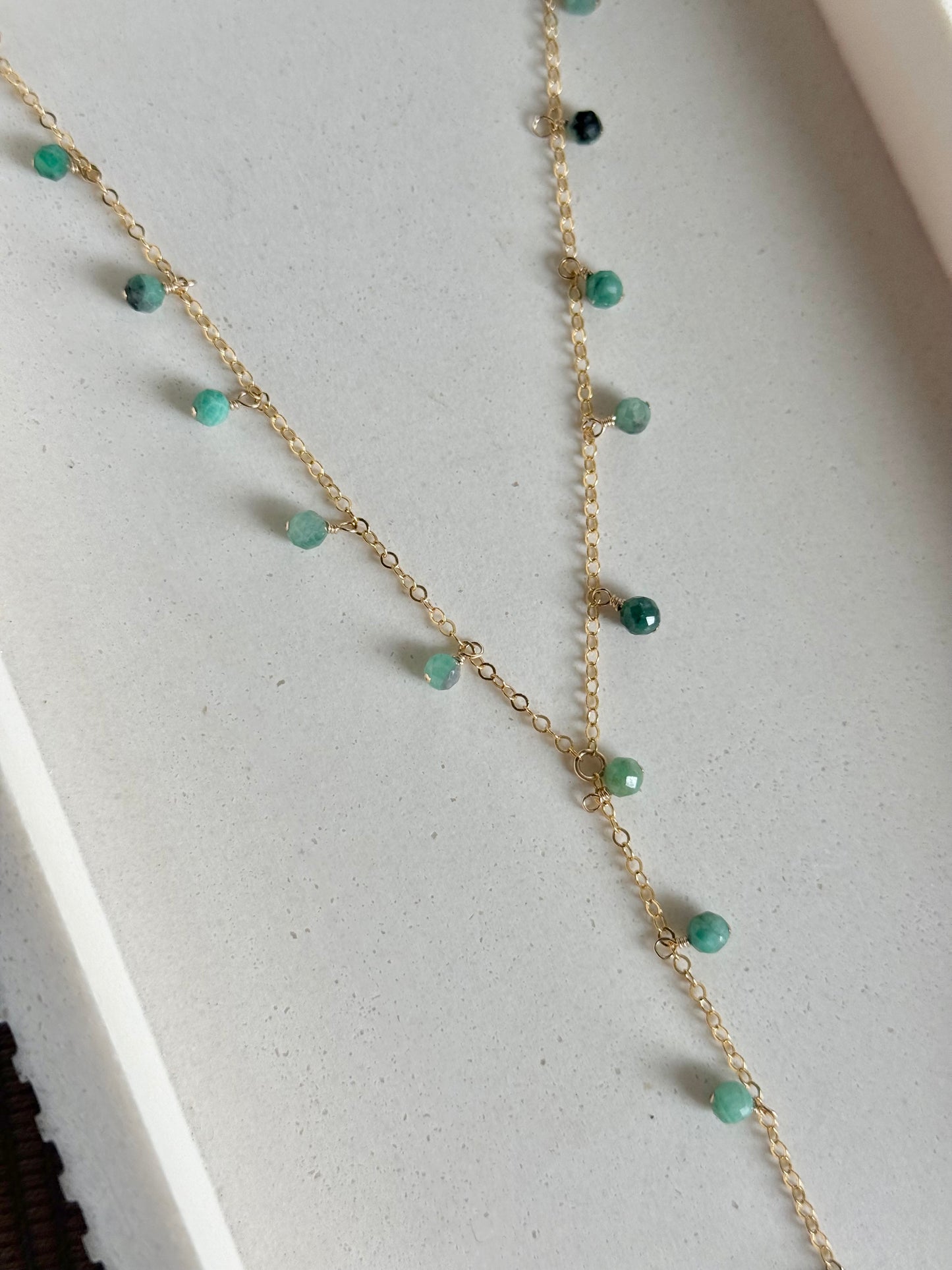Emerald Y Lariat Necklace
