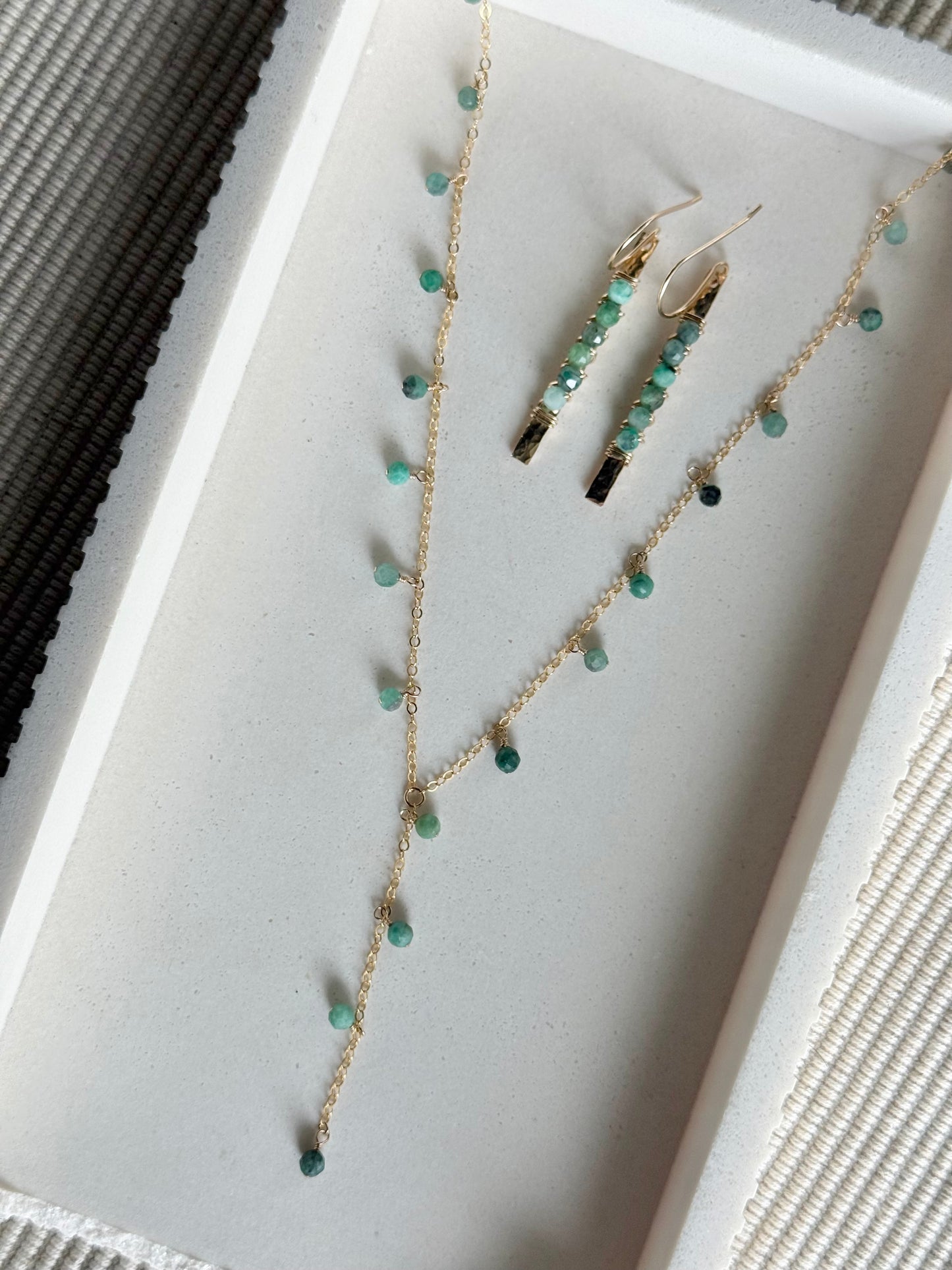 Emerald Bar Dangle Earrings