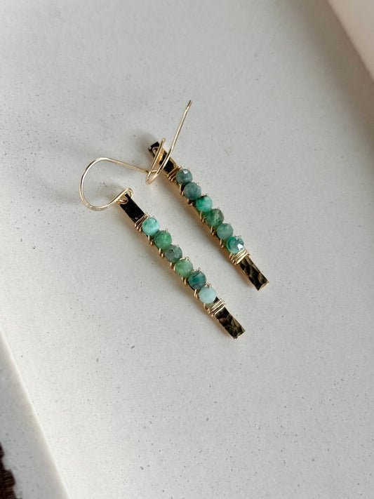 Emerald Bar Dangle Earrings