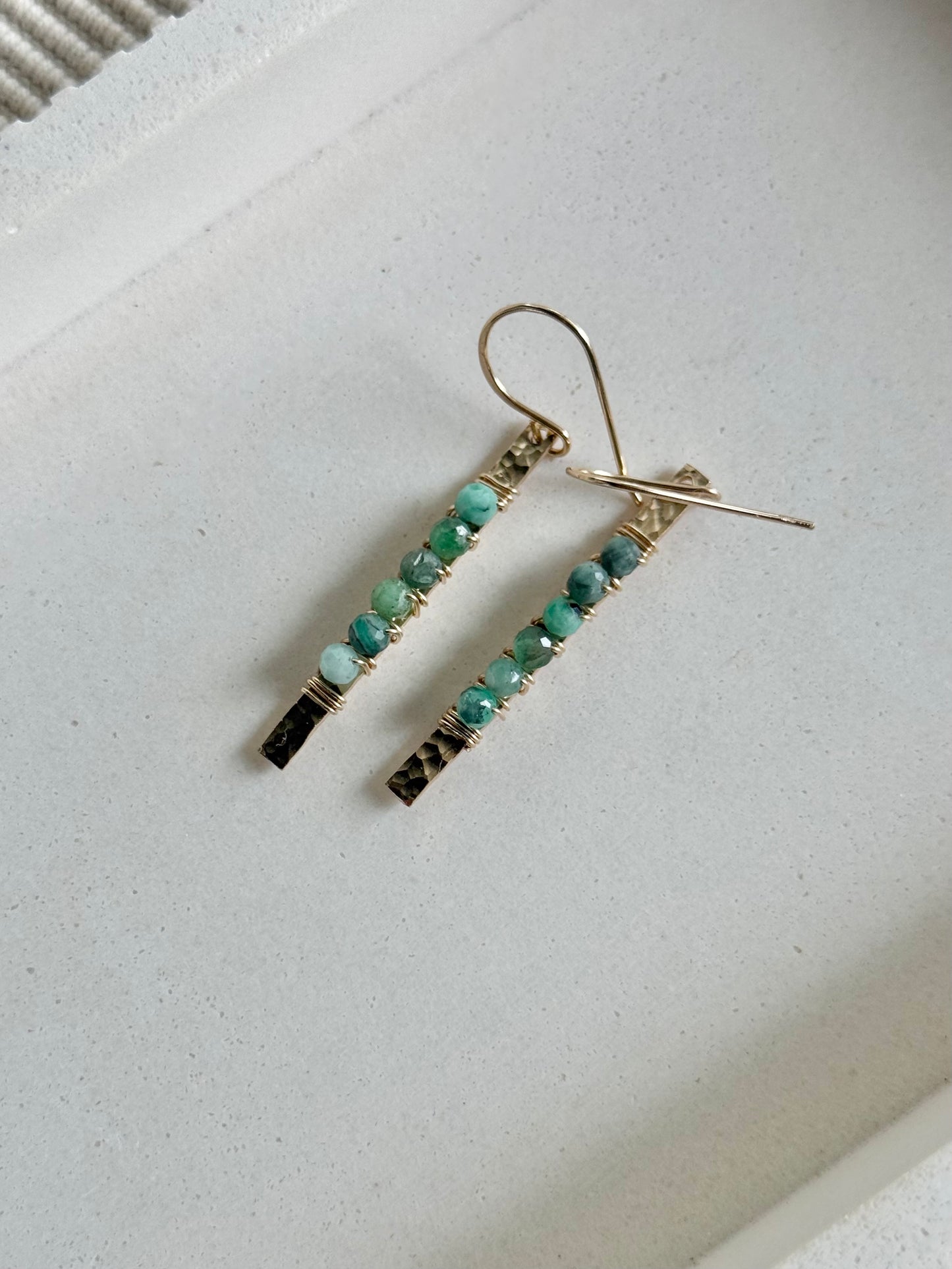 Emerald Bar Dangle Earrings