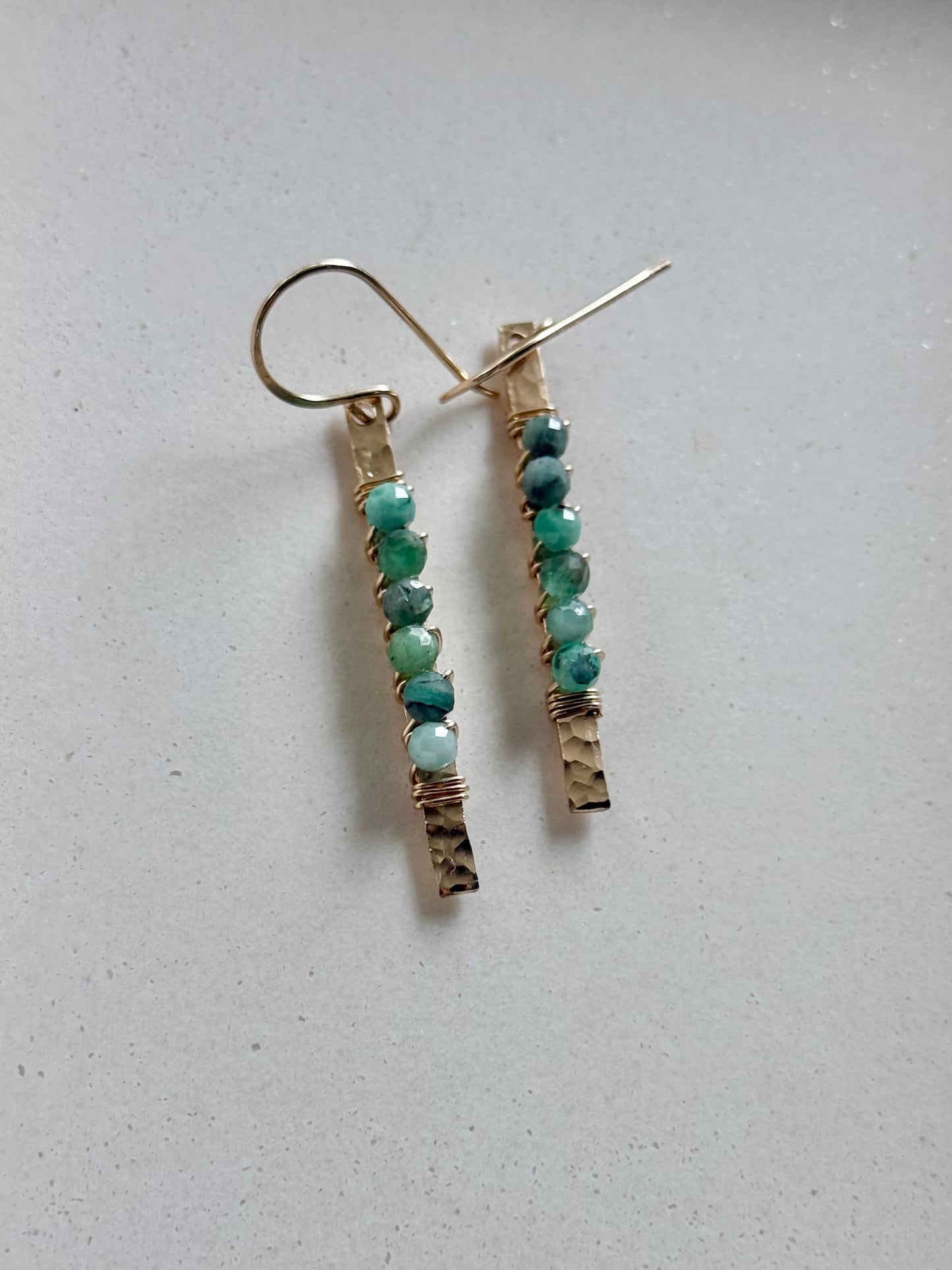 Emerald Bar Dangle Earrings