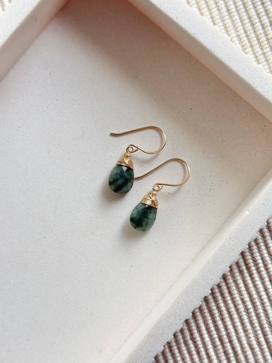 Tear Drop Emerald Earrings