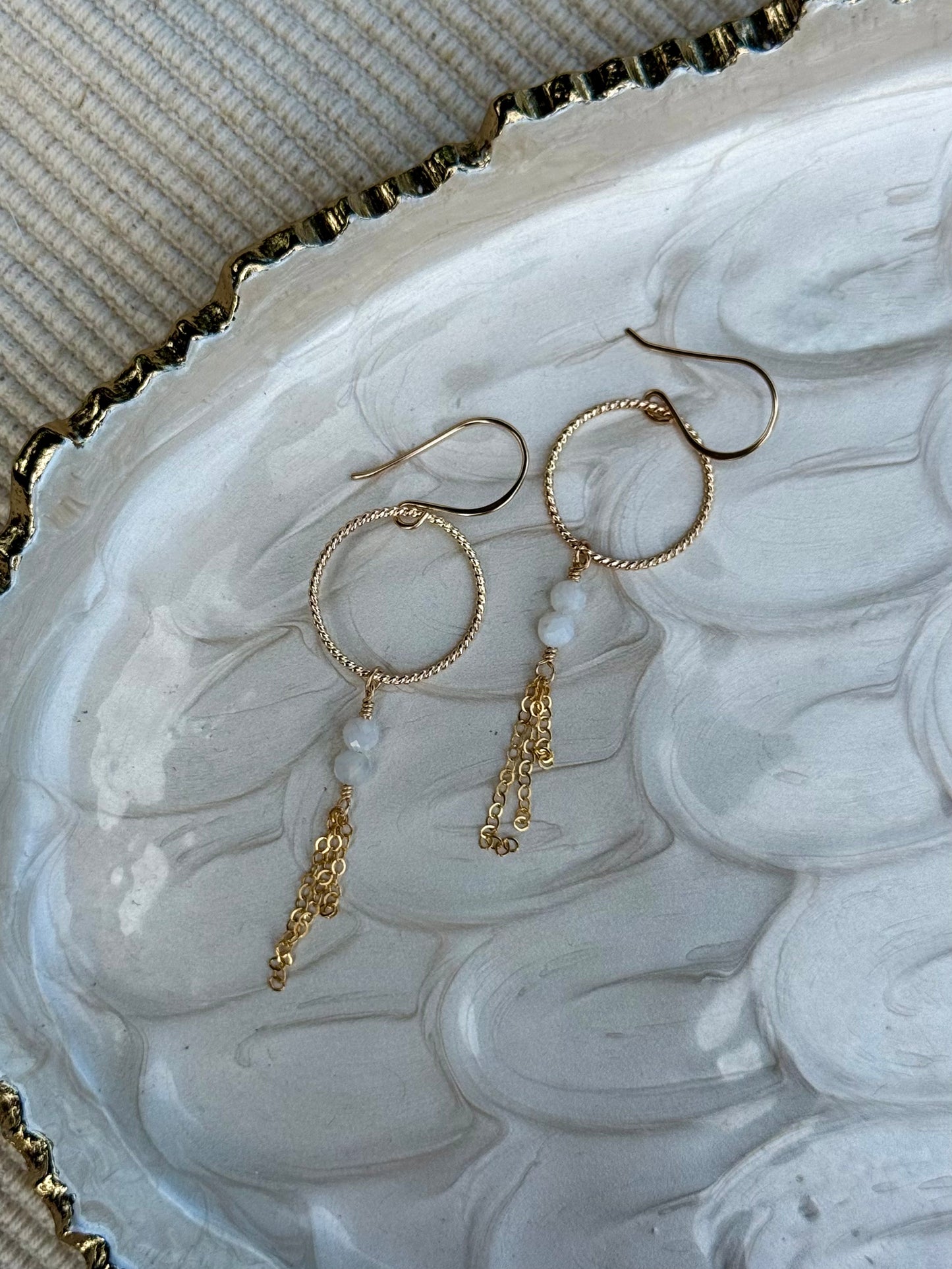 Twisted Moonstone Hoops