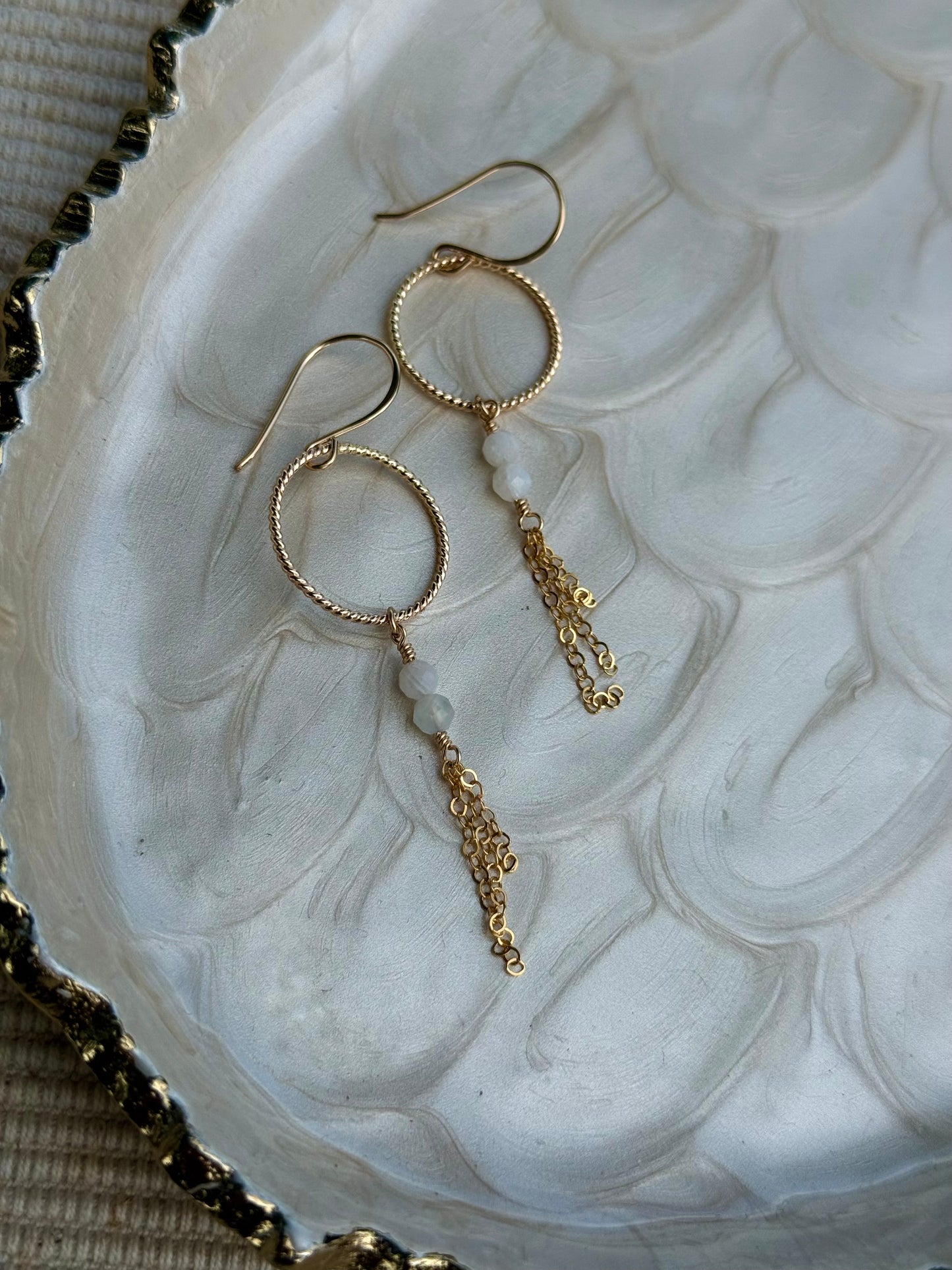 Twisted Moonstone Hoops