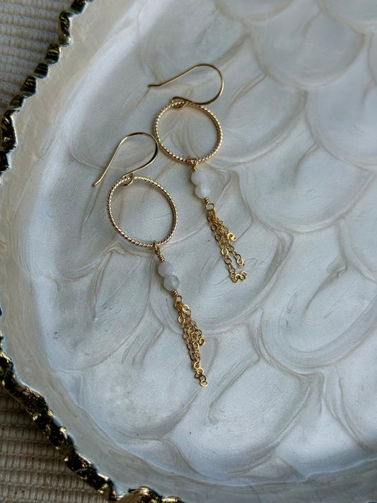 Twisted Moonstone Hoops