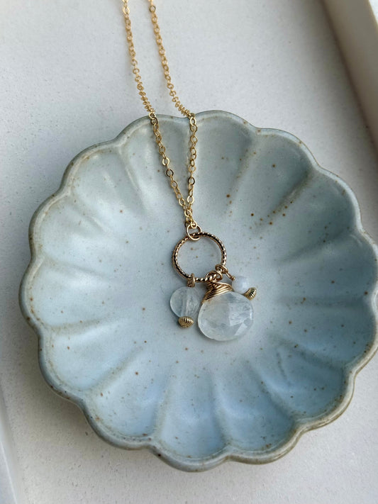 Moonstone Cluster Necklace