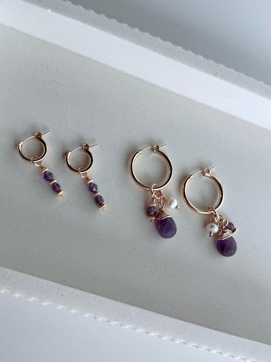 Amethyst Huggies - Febuary Collection