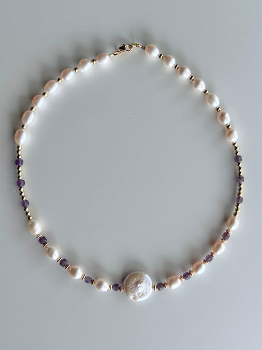 Amethyst + Freshwater Pearl Necklace