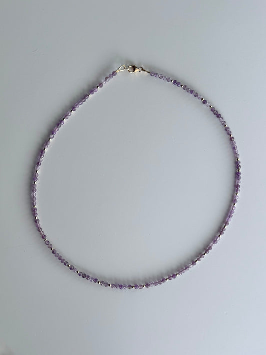 Amethyst + Gold Beaded Necklace