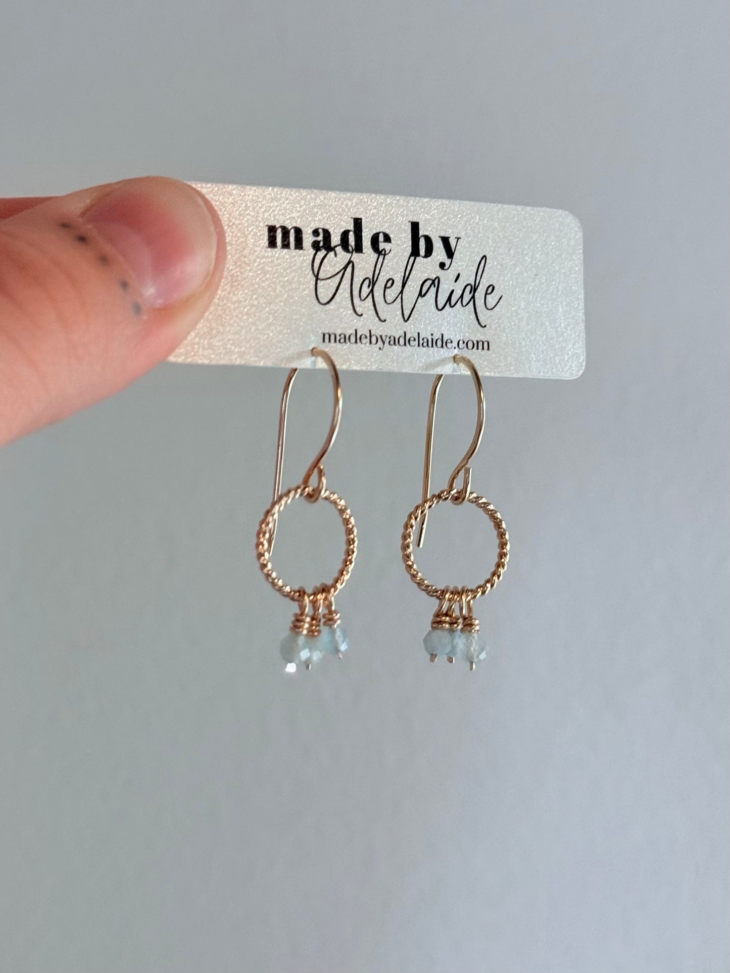 Aquamarine Twist Hoop Earrings