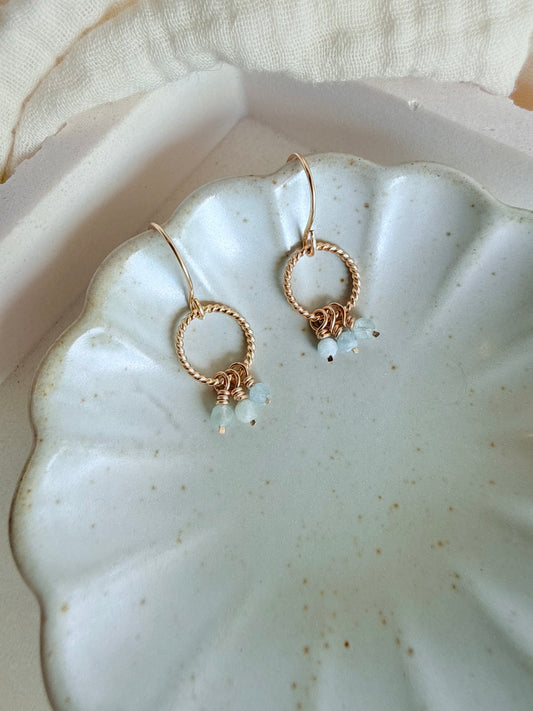 Aquamarine Twist Hoop Earrings