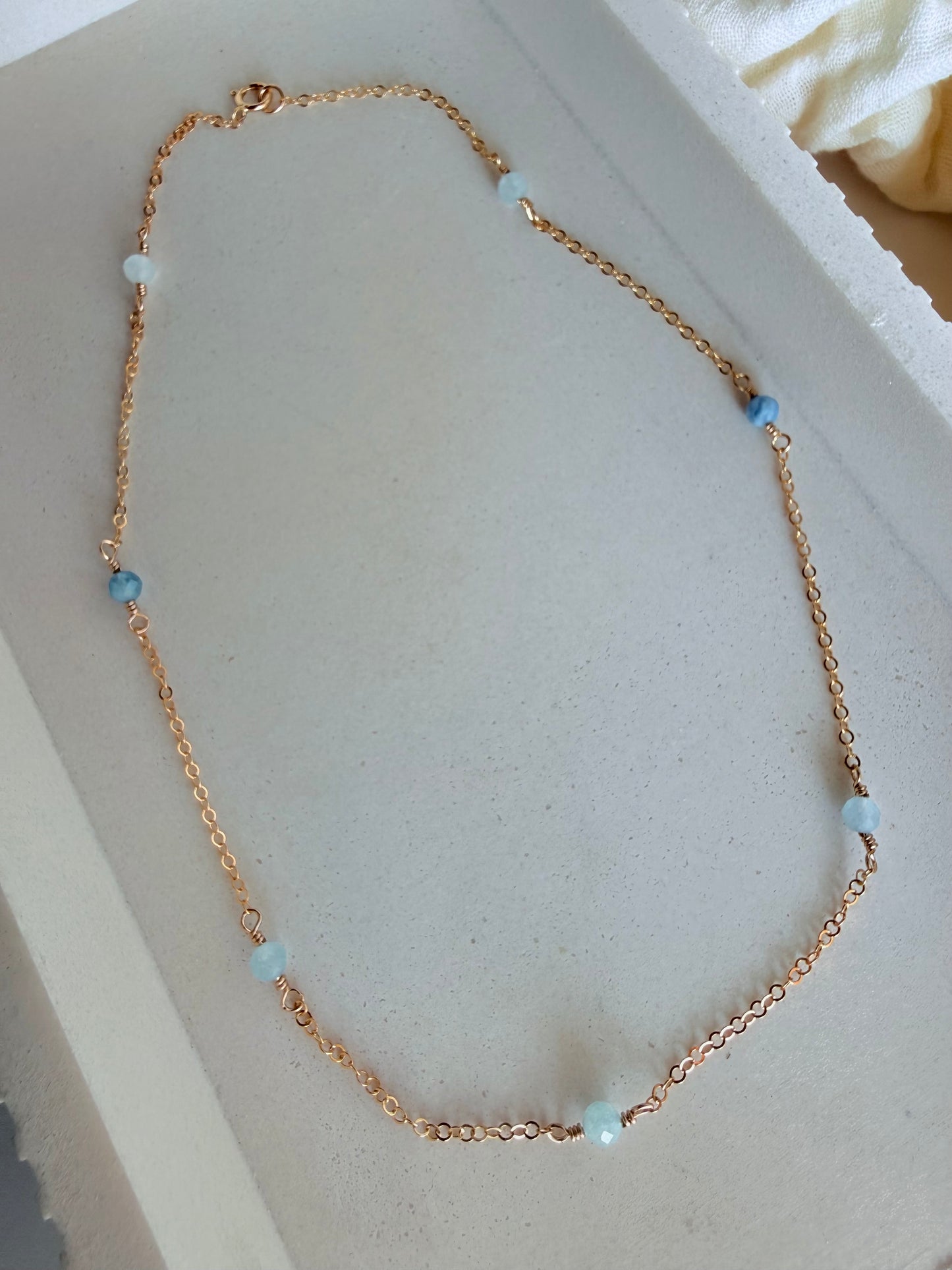 Aquamarine Station Necklace