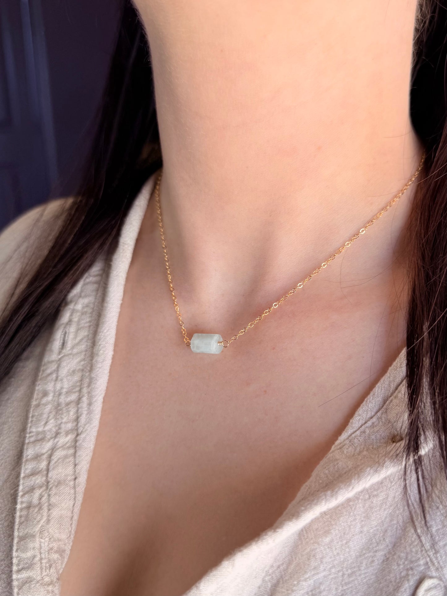 Aquamarine Bar Necklace