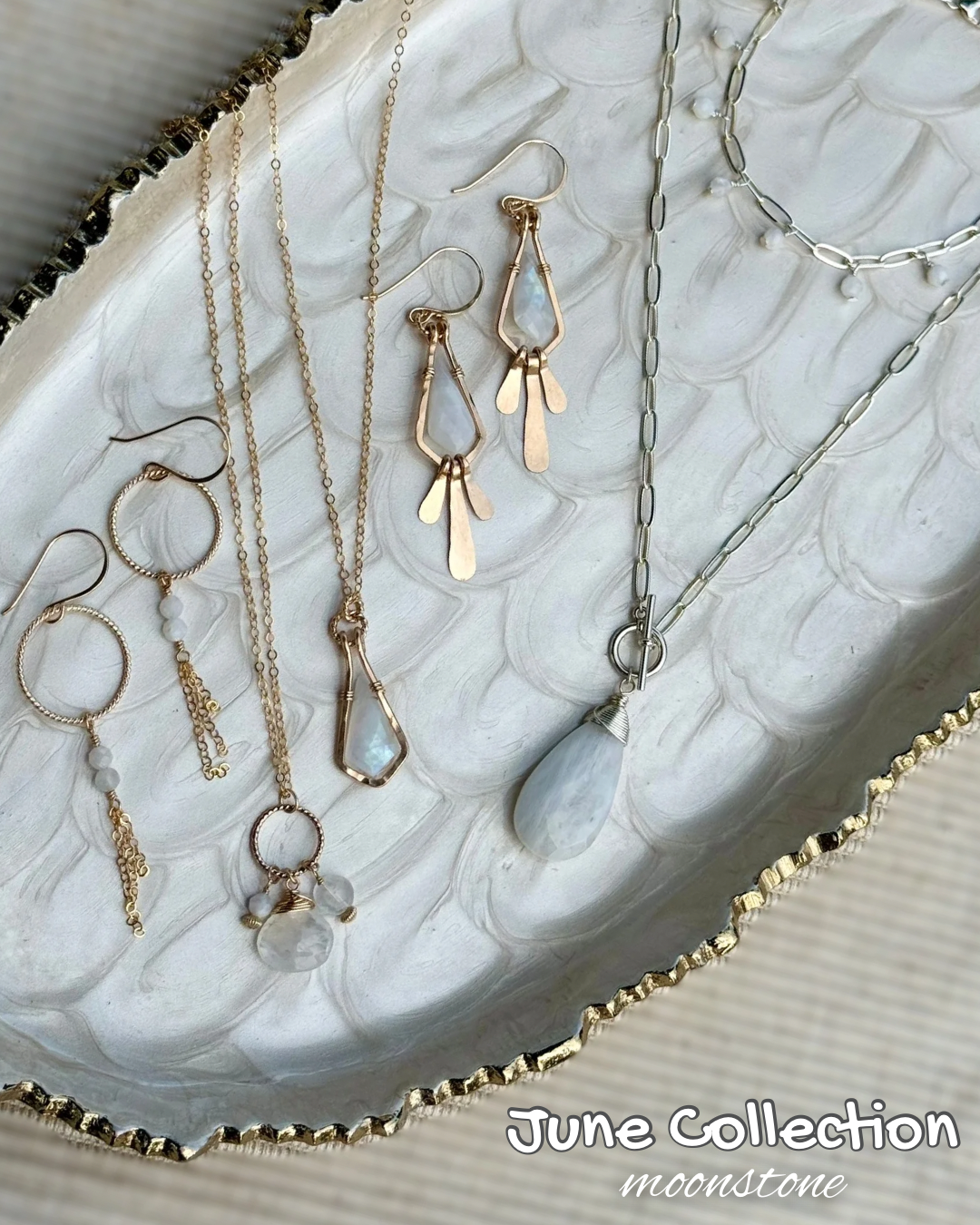Moonstone Cluster Necklace