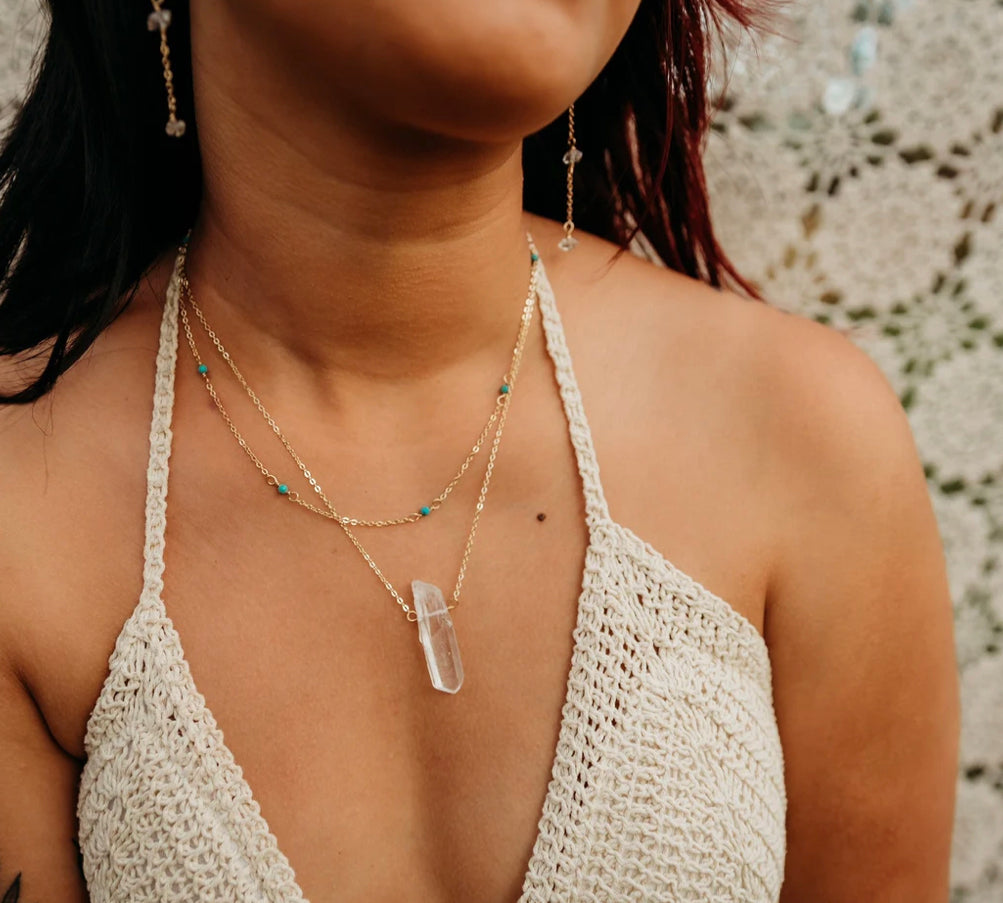 Clear quartz point necklace