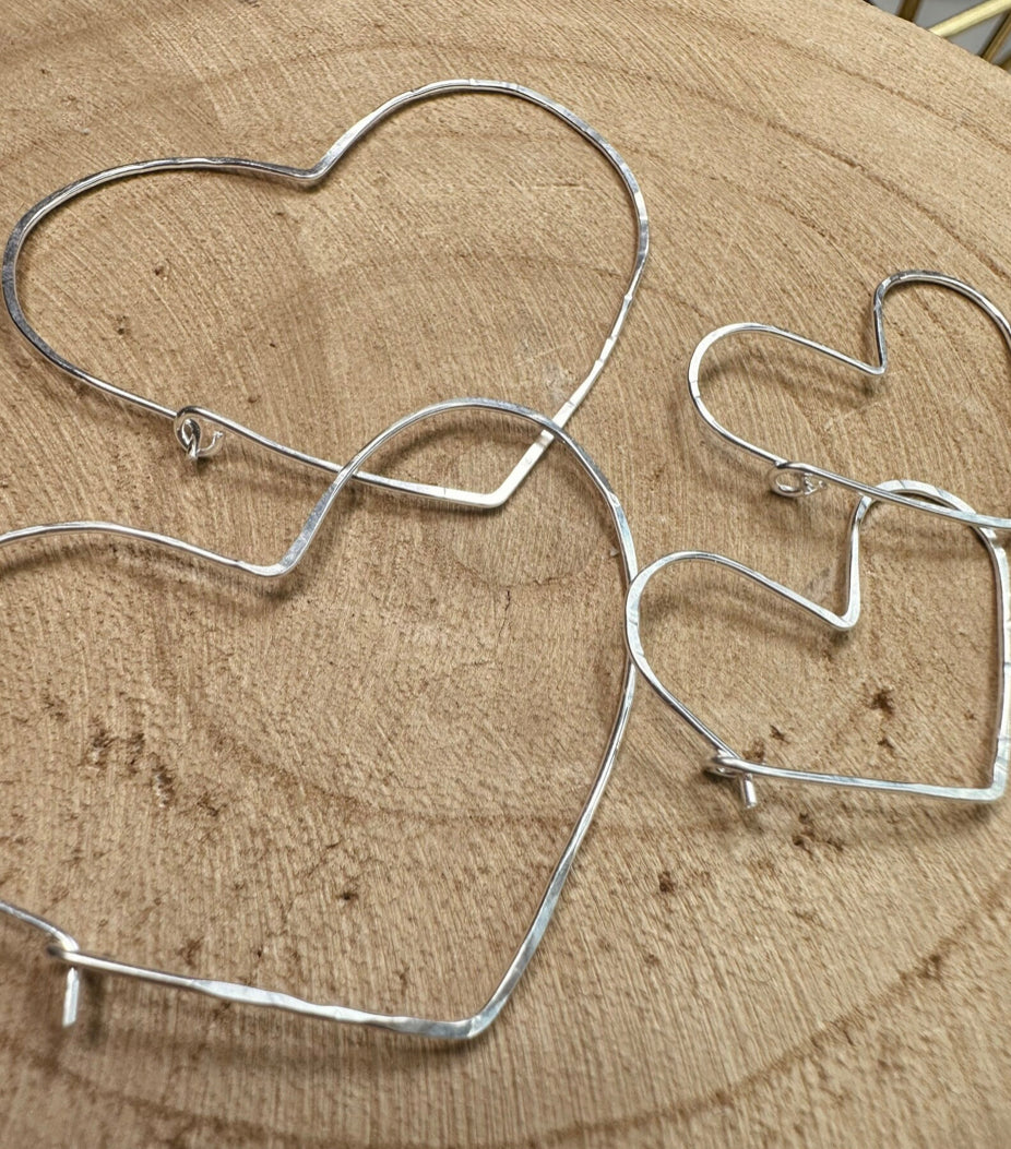Heart Threader Hoop Earrings