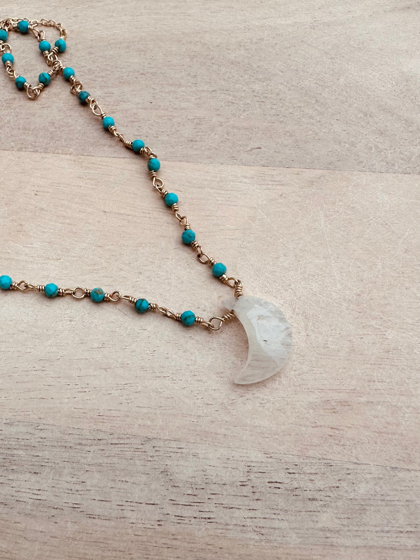Turquoise & Moonstone Adjustable Necklace